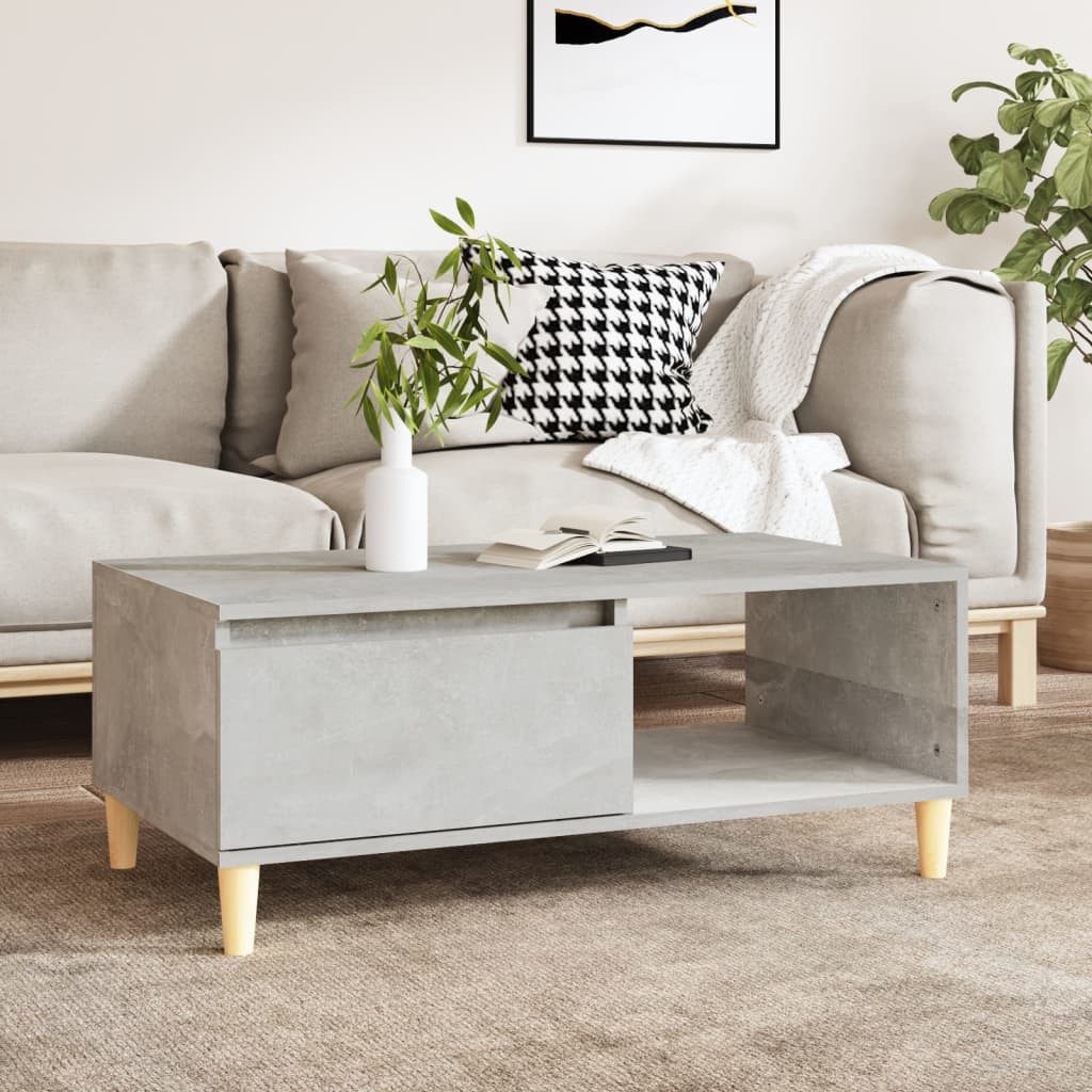 furnicato Couchtisch Skandinavischer 90x50x36,5 cm Betongrau aus Holzwerkstoff u (1-St)