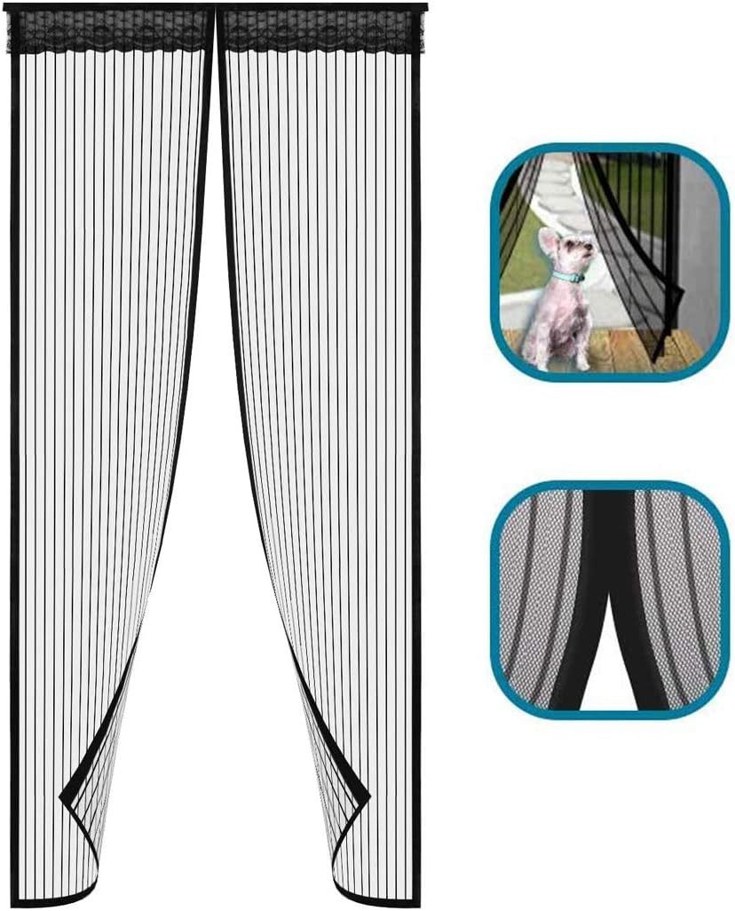 LA CUTE Moskitonetz Fliegengitter Tür 90x200 cm mit Magnetverschluss (Fliegengitter-Tür für Balkon, Terrasse und Wohnmobile, Insektenschutz-Tür mit Magnetverschluss, inkl. Montageset), Automatisches Schließen durch Magnetverschluss