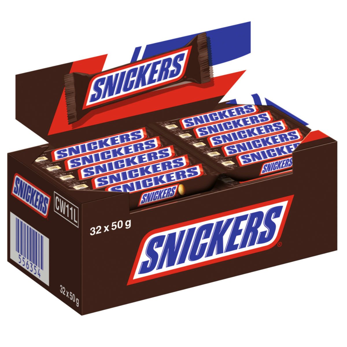Snickers Schokolade, Snickers Thekendisplay mit 32 einzeln verpackten Riegeln 32x50g