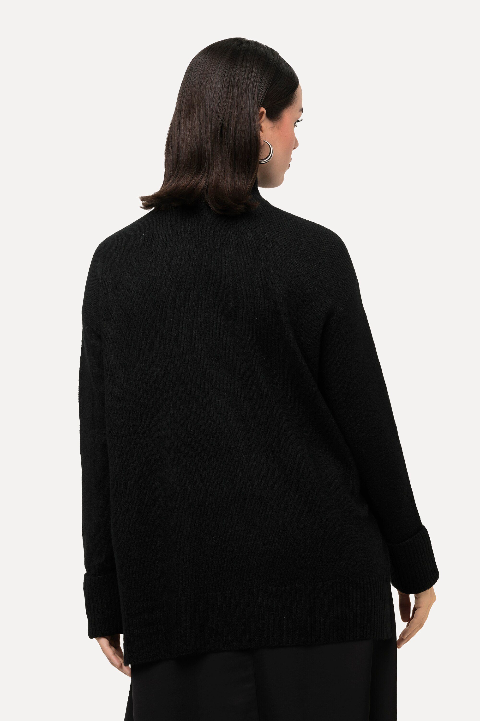 Ulla Oversized BLACK Pullover Stehkragen Langarm Popken Strickpullover