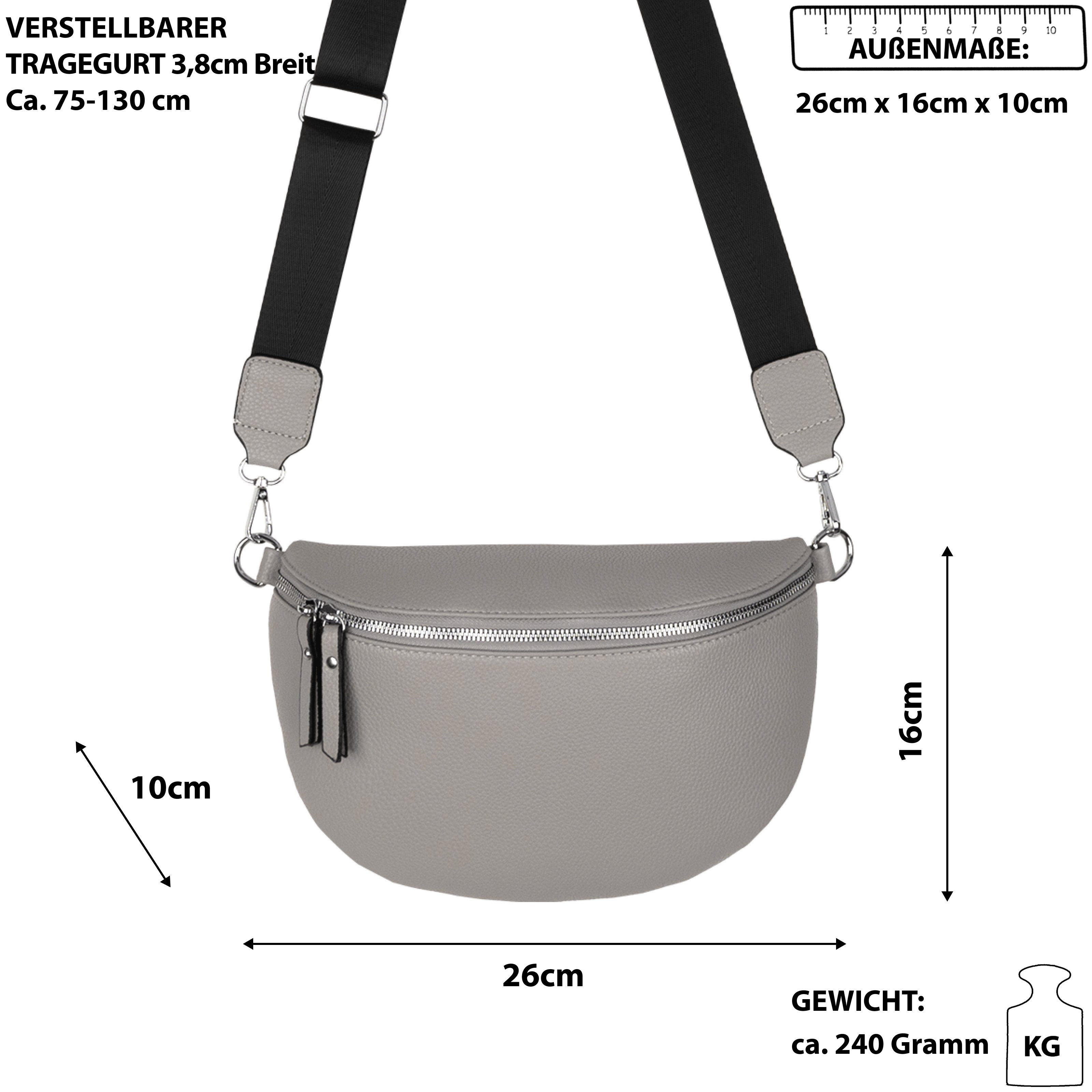 Crossbody-Bag CrossOver, Schultertasche, Kunstleder Bauchtasche Umhängetasche tragbar Gürteltasche als Hüfttasche EAAKIE GREY Italy, Umhängetasche XL