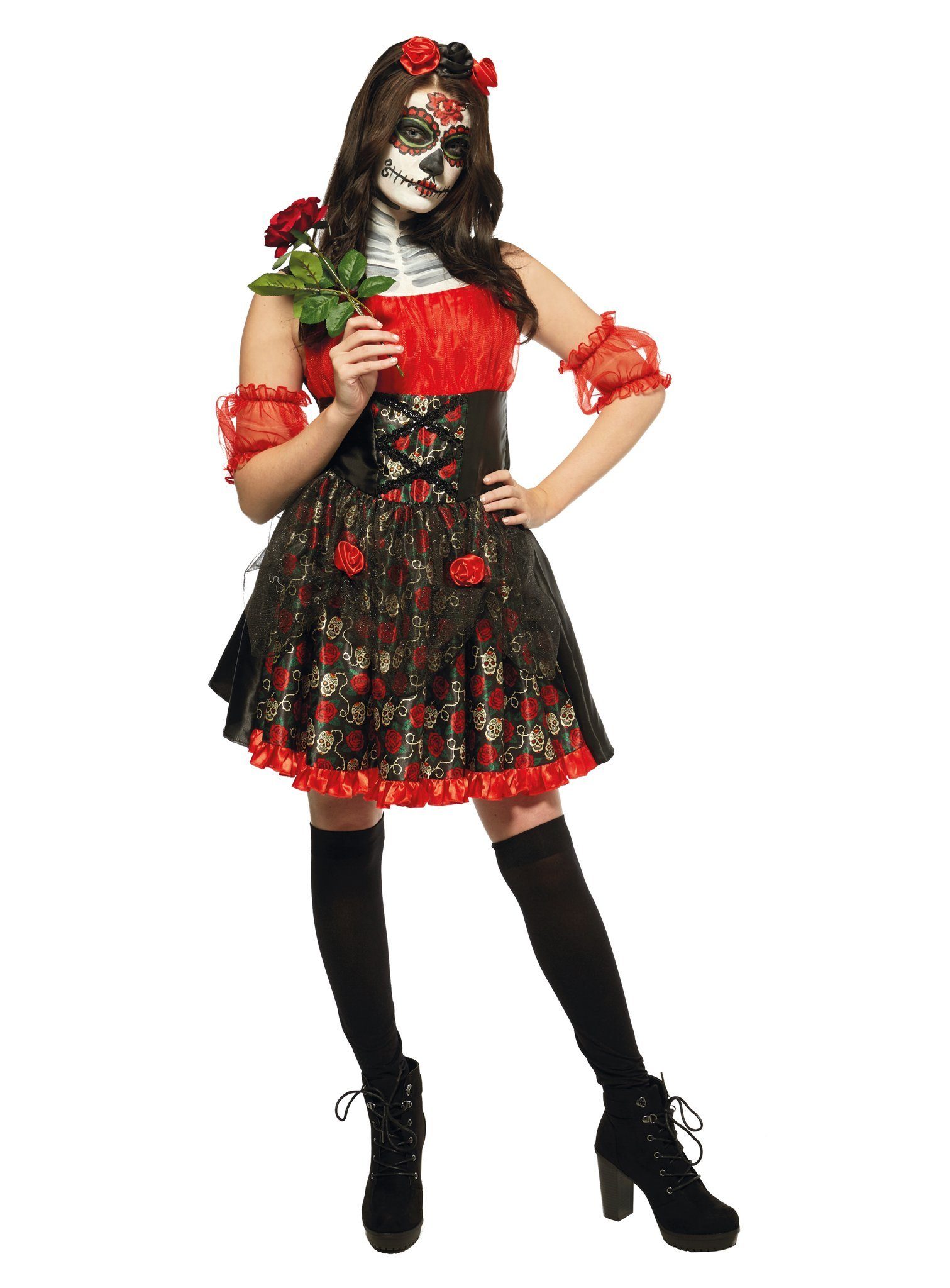 Rubie´s Kostüm Dia de los Muertos Kleid, Feiere den Tag der Toten in diesem eleganten Rosenkleid!