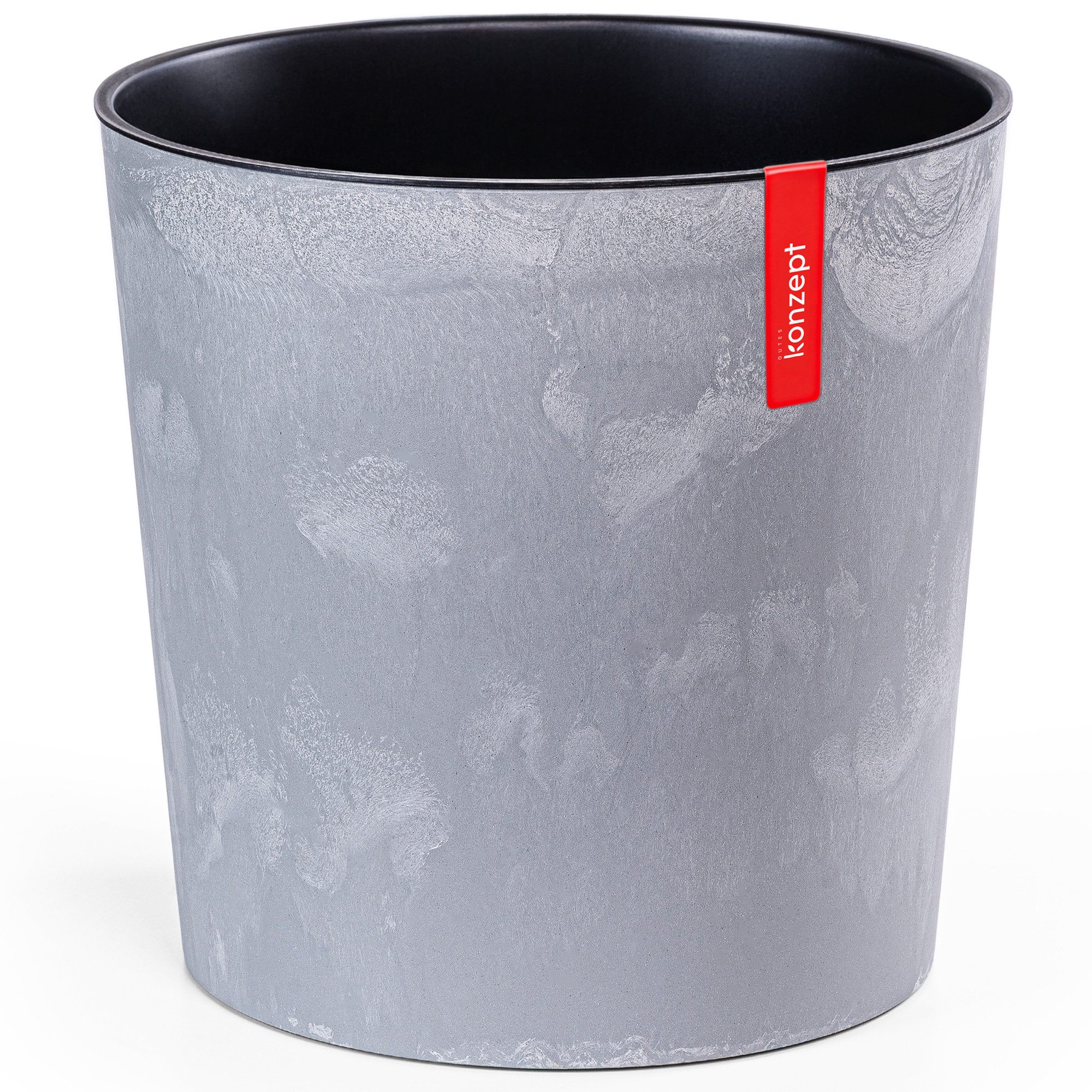 KONZEPT Blumentopf groß Ø 30 cm aus Kunststoff mit Einsatz, Beton-Optik, Glatte Oberfläche