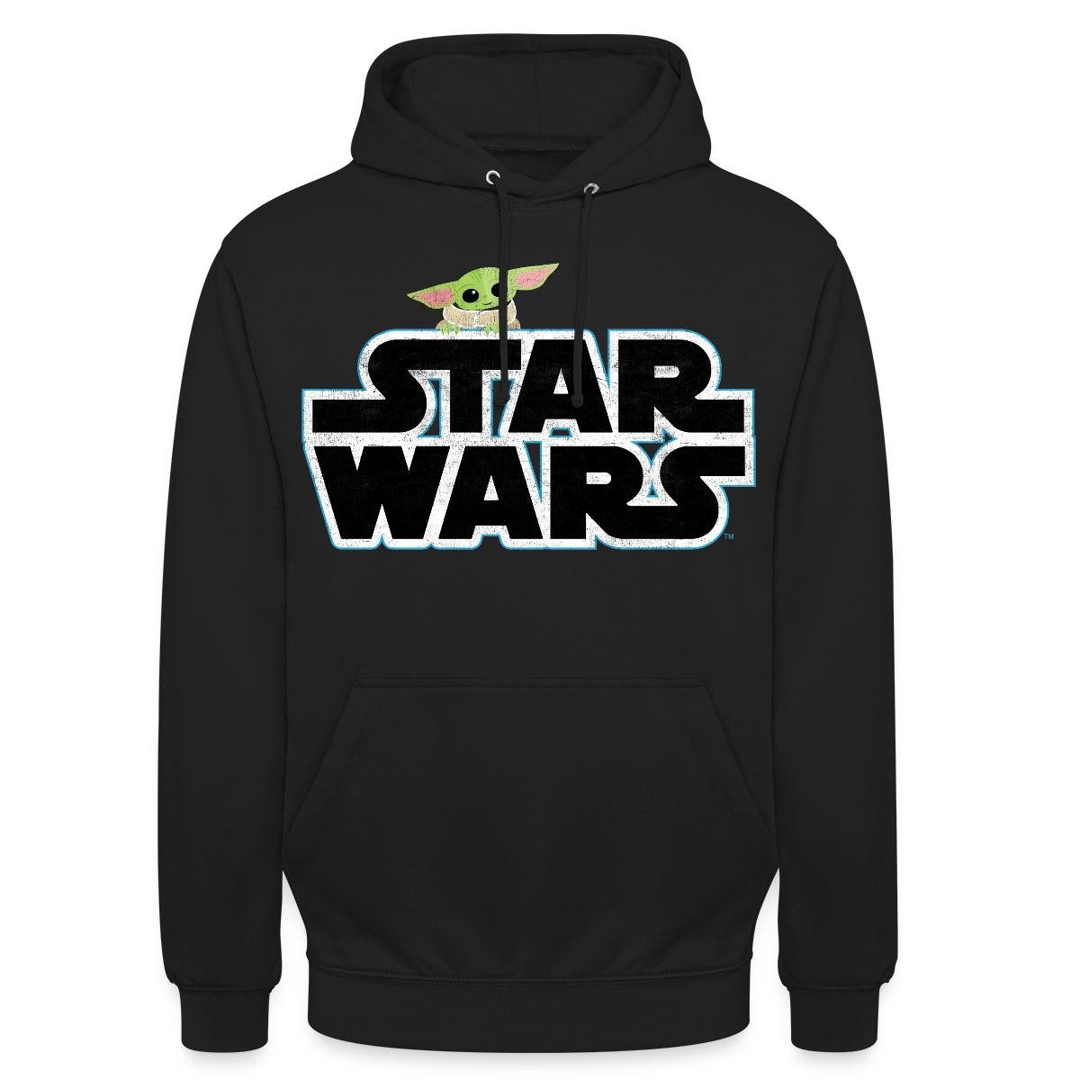 Hoodie Star Wars: Mandalorian Schriftzug Mit Grogu Unisex Hoodie