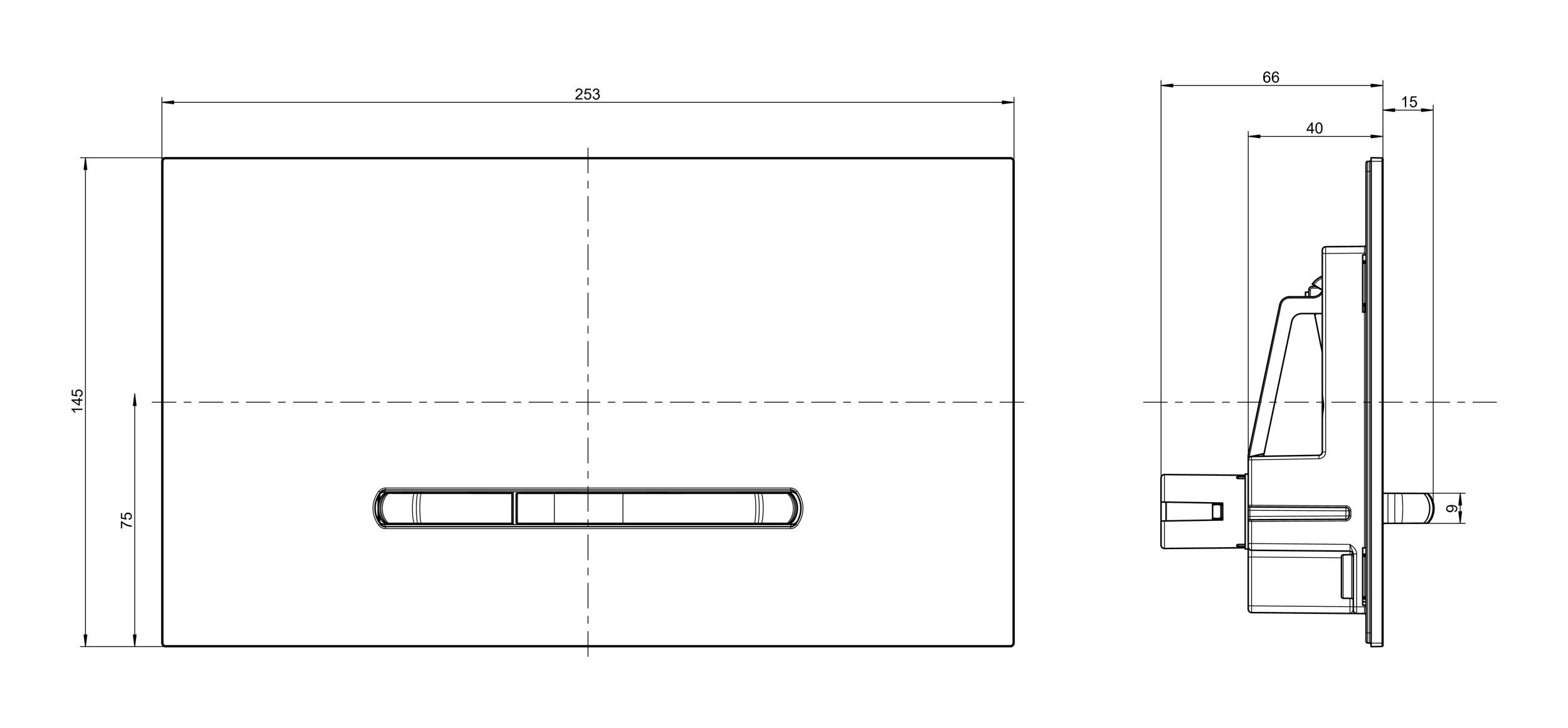 Villeroy & Boch Betätigungsplatte ViConnect Installationssysteme, WC 2-Mengen-Spülung 260 x 150 x 66 mm