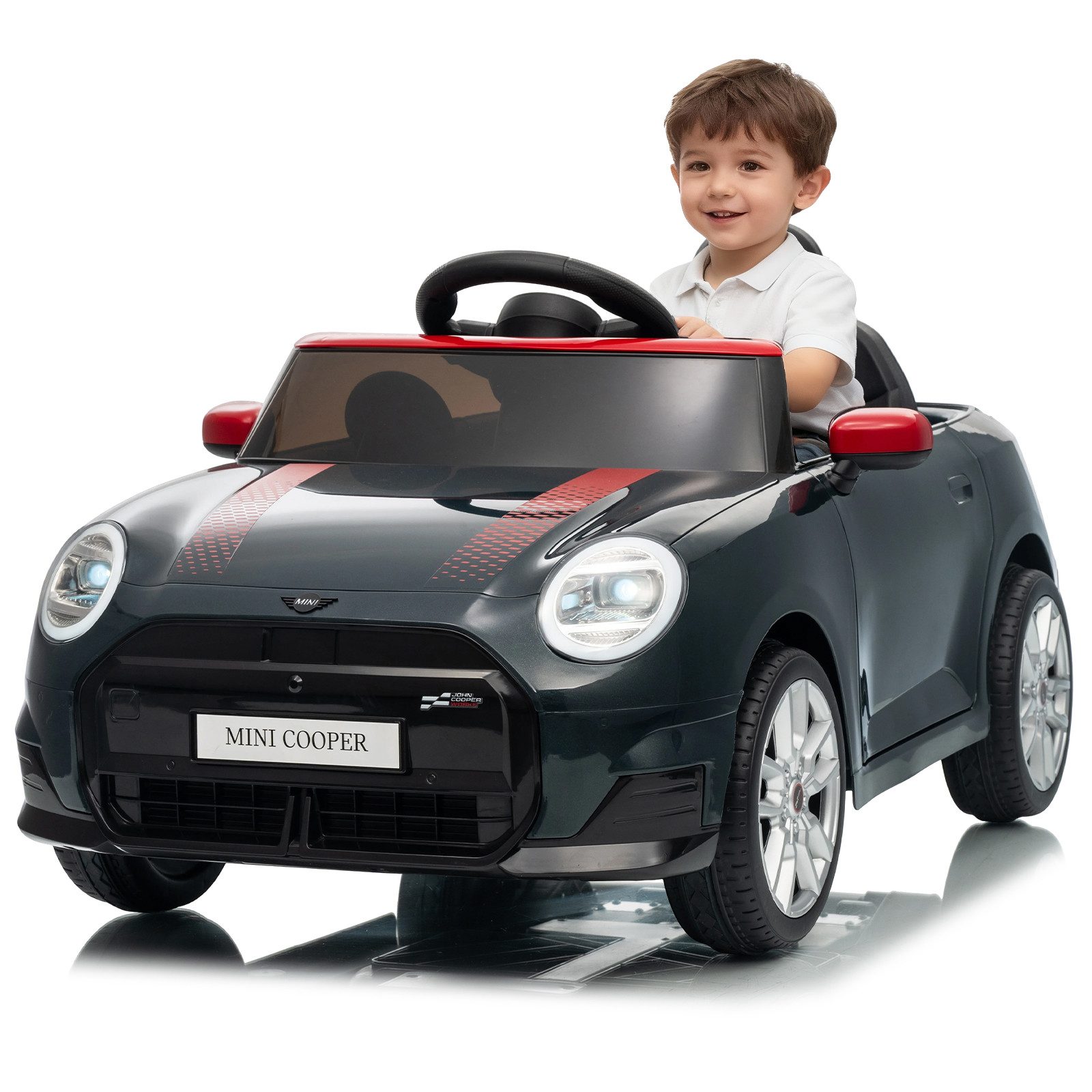 GarveeMore Elektro-Kinderauto Kinder Elektroauto 12V Mit Fernbedienung, 3-5 Km/h Geschwindigkeit, LED-Lichter, Hupe & Musik, Elektrisches Kinderfahrzeug