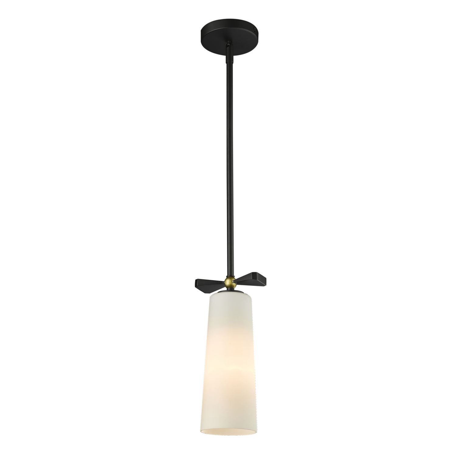 Licht-Erlebnisse Pendelleuchte QUIRLA, ohne Leuchtmittel, Schwarz Weiß Messing B: 10 cm H: max. 163 cm verstellbar Glas Metall
