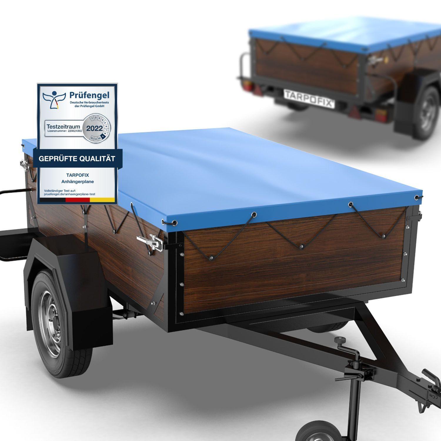 Tarpofix® Schutzplane Tarpofix Anhängerplane DDR Hänger 750 kg wasserdicht PVC, Flachplane 160x110 cm für DDR Anhänger