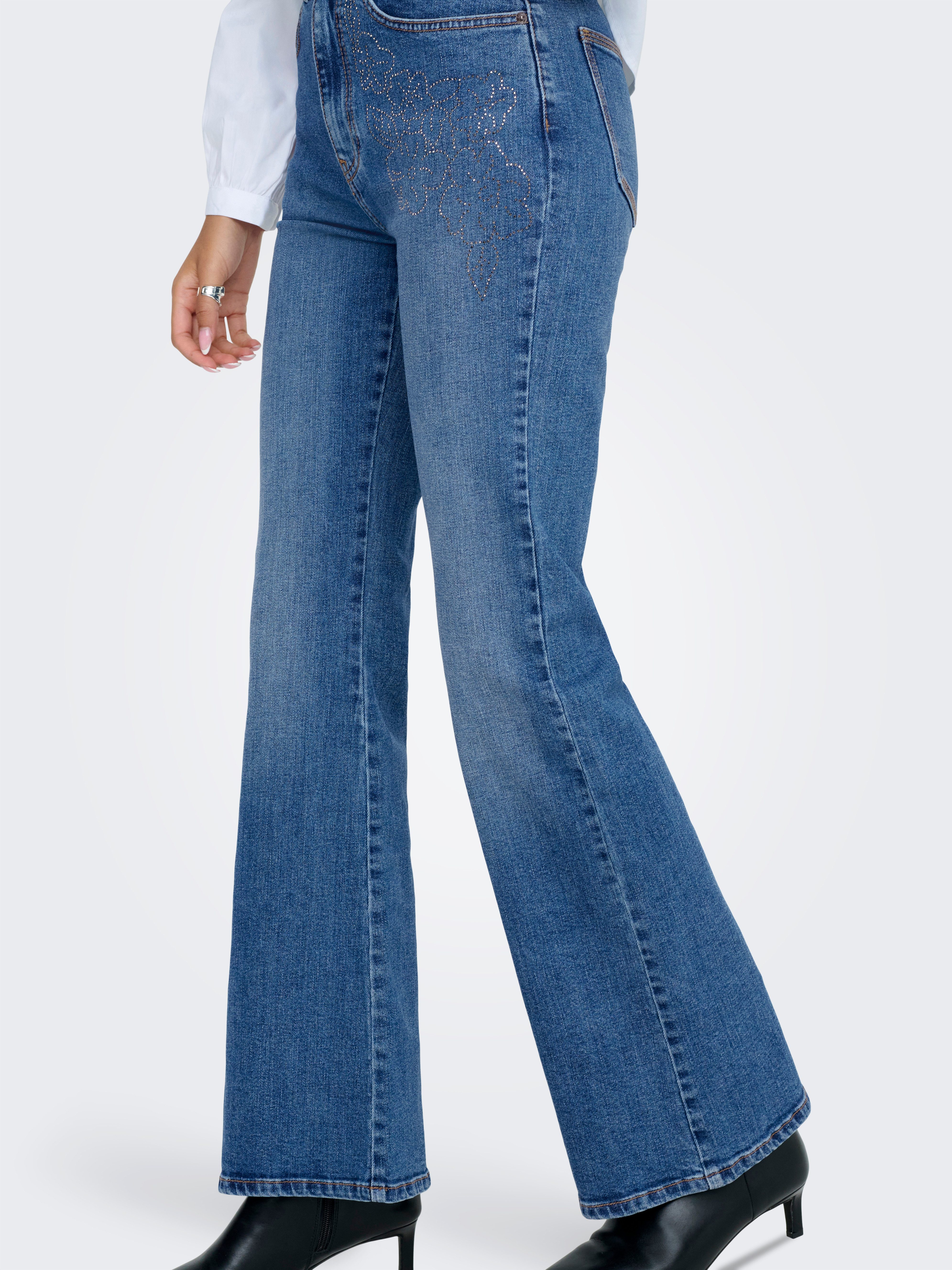 ONLY Bootcut-Jeans ONLJUICY HW FLARE RHINESTONE DNM AZG mit dezenter Verzierung