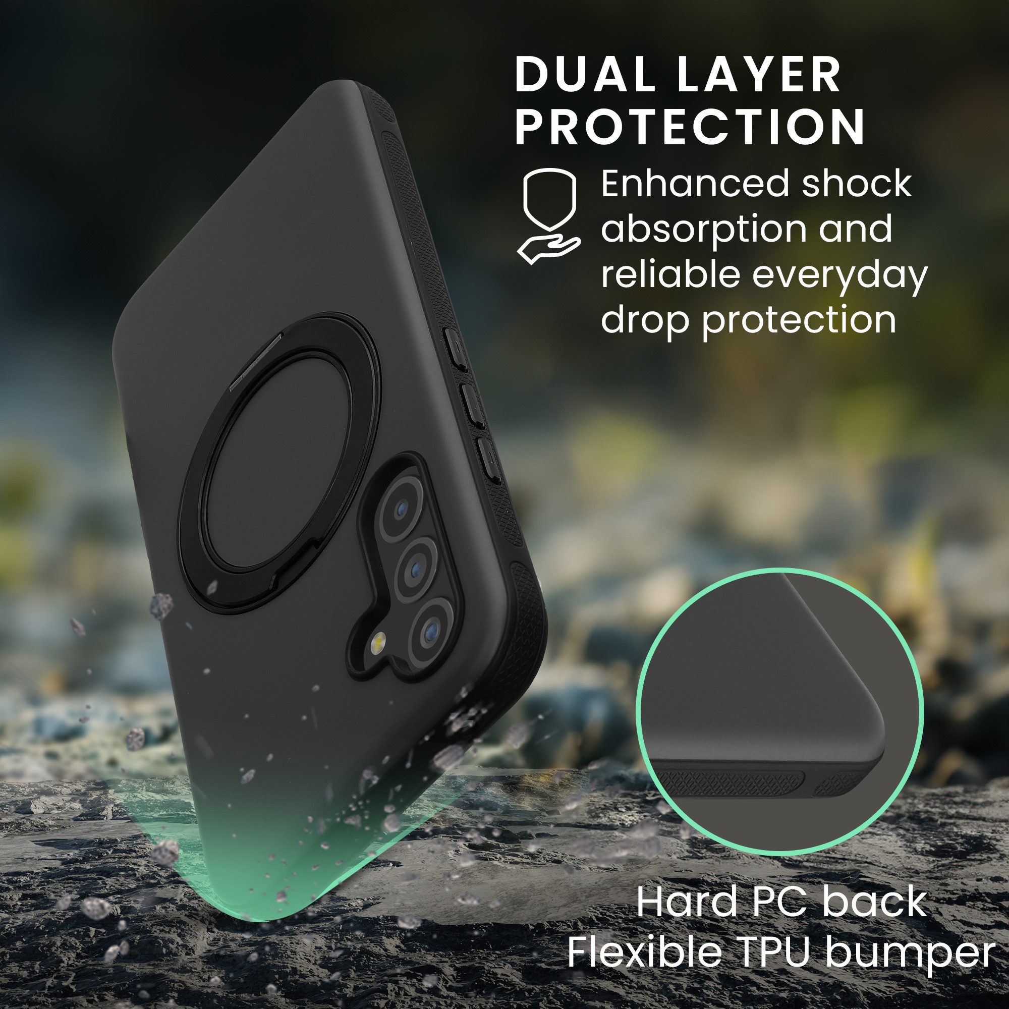 kwmobile Smartphone-Hülle Case mit 360° Standring für Samsung Galaxy A54 5G Hülle, Hardcase mit drehbaren Kickstand kompatibel mit MagSafe – Bild 4 von 5