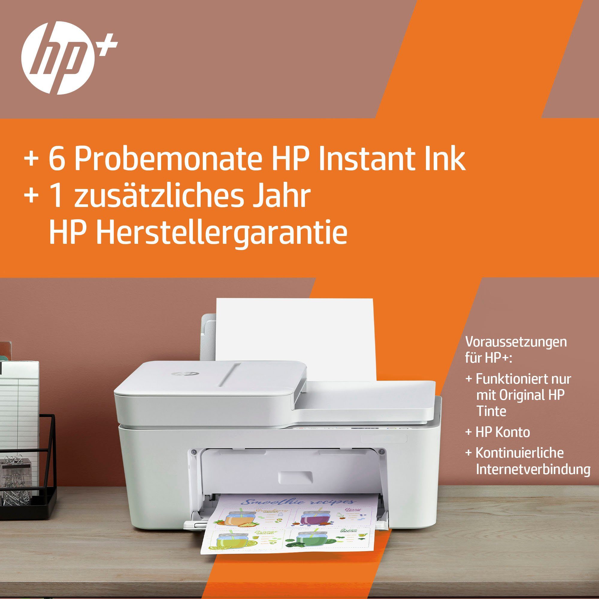 HP DeskJet 4120e All in one Drucker Multifunktionsdrucker, (Bluetooth, WLAN  (Wi-Fi), HP+ Instant Ink kompatibel)