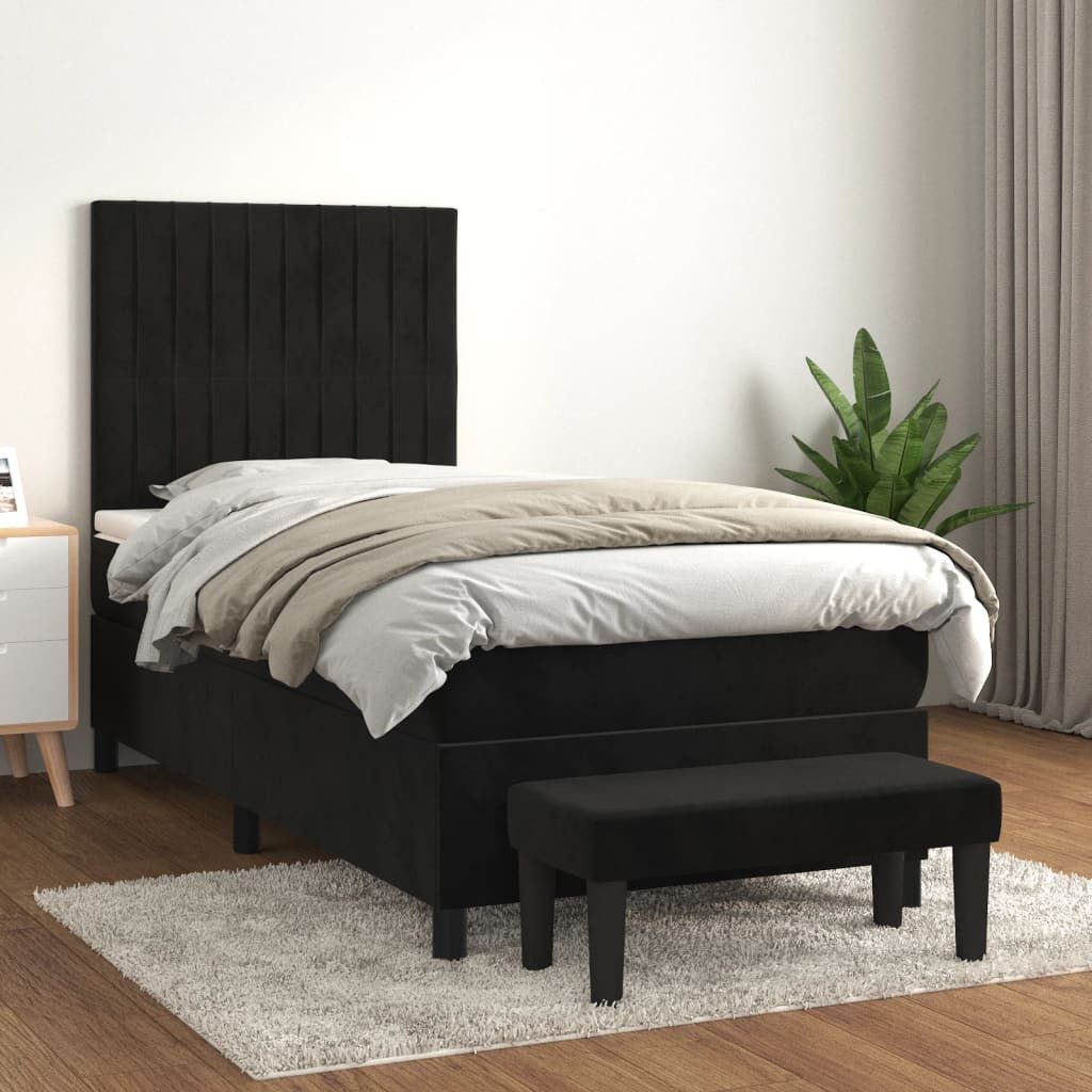 vidaXL Boxspringbett mit Matratze Schwarz 100x200 cm Samt1469763 günstig online kaufen