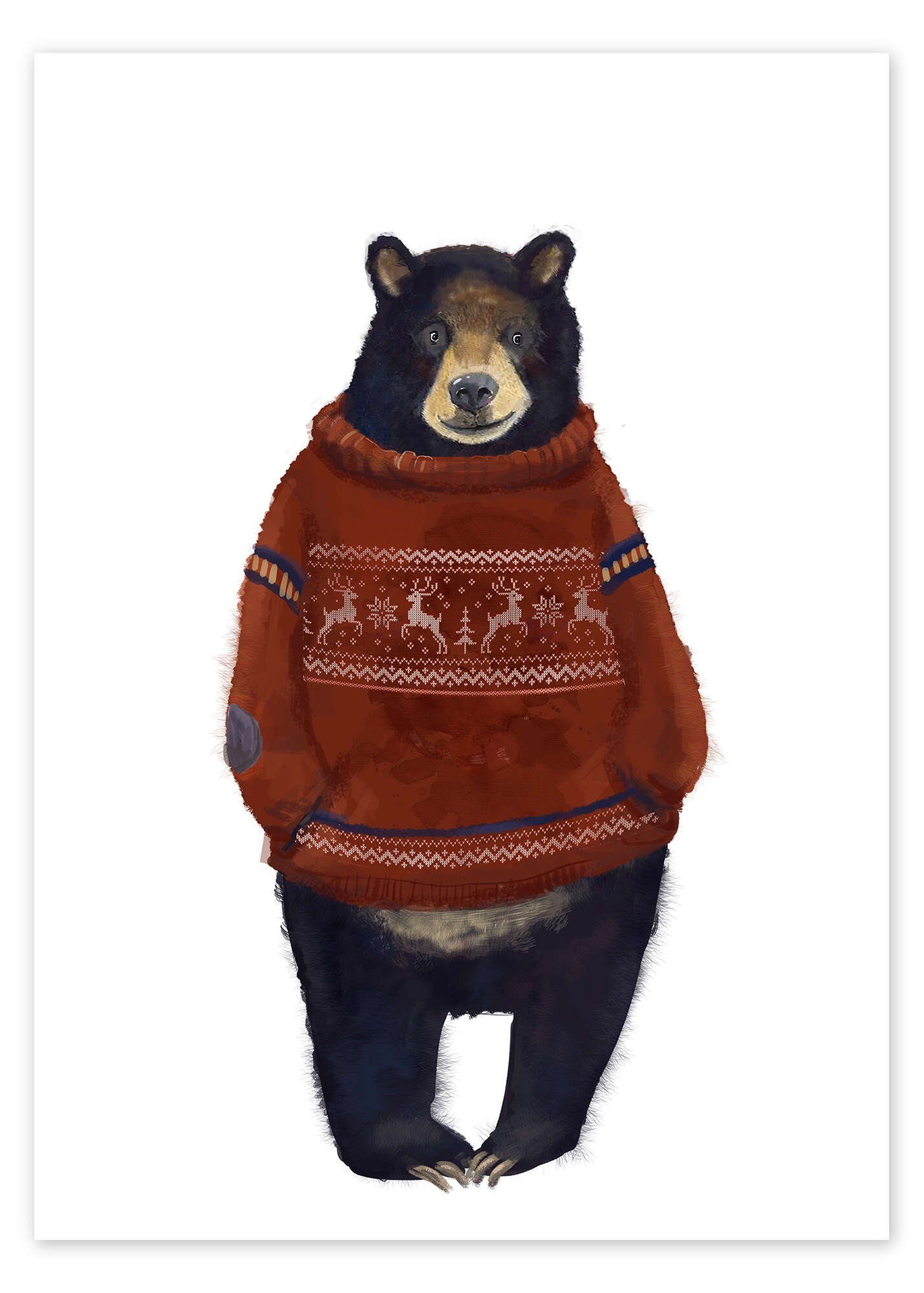 Posterlounge Wandbild Herr Bär im Norweger-Pulli, Eve Farb, erhältlich als Poster, Leinwandbild, Wandsticker oder Acrylglasbild