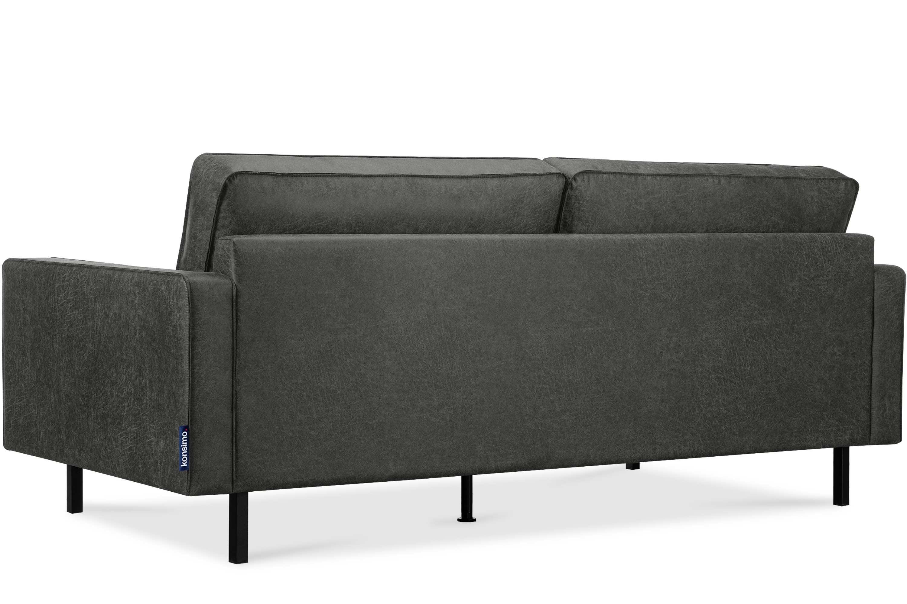Konsimo 3-Sitzer INVIA Dreisitzer-Sofa, Grundschicht: | dunkelgrau in EU auf dunkelgrau Echtleder, Metallfüßen, hohen Hergestellt dunkelgrau 