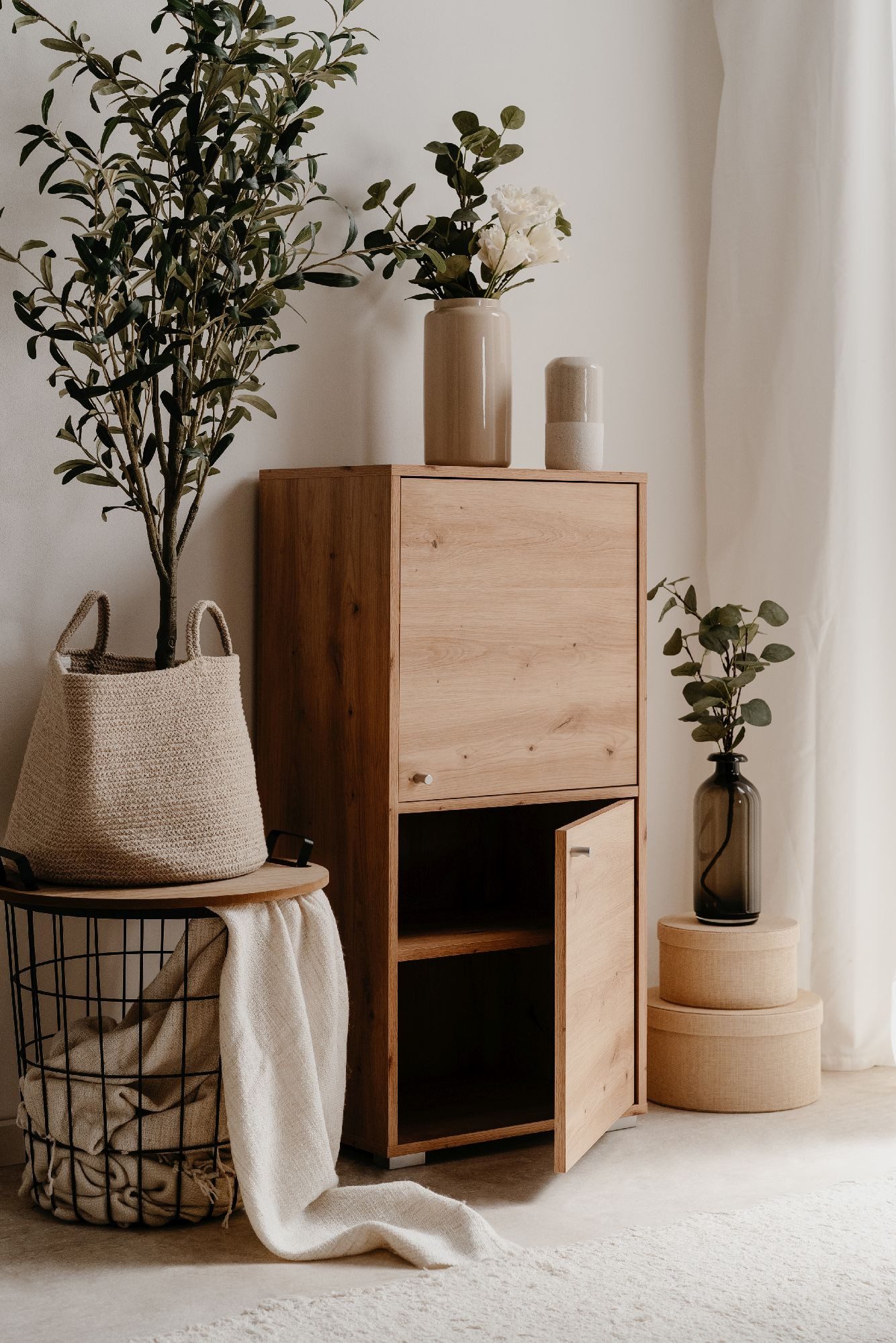 Finori Regal Fyn 20D, Artisan Oak, Modern, inkl. Wandbefestigung, 46 x 96,5 x 33,5 cm