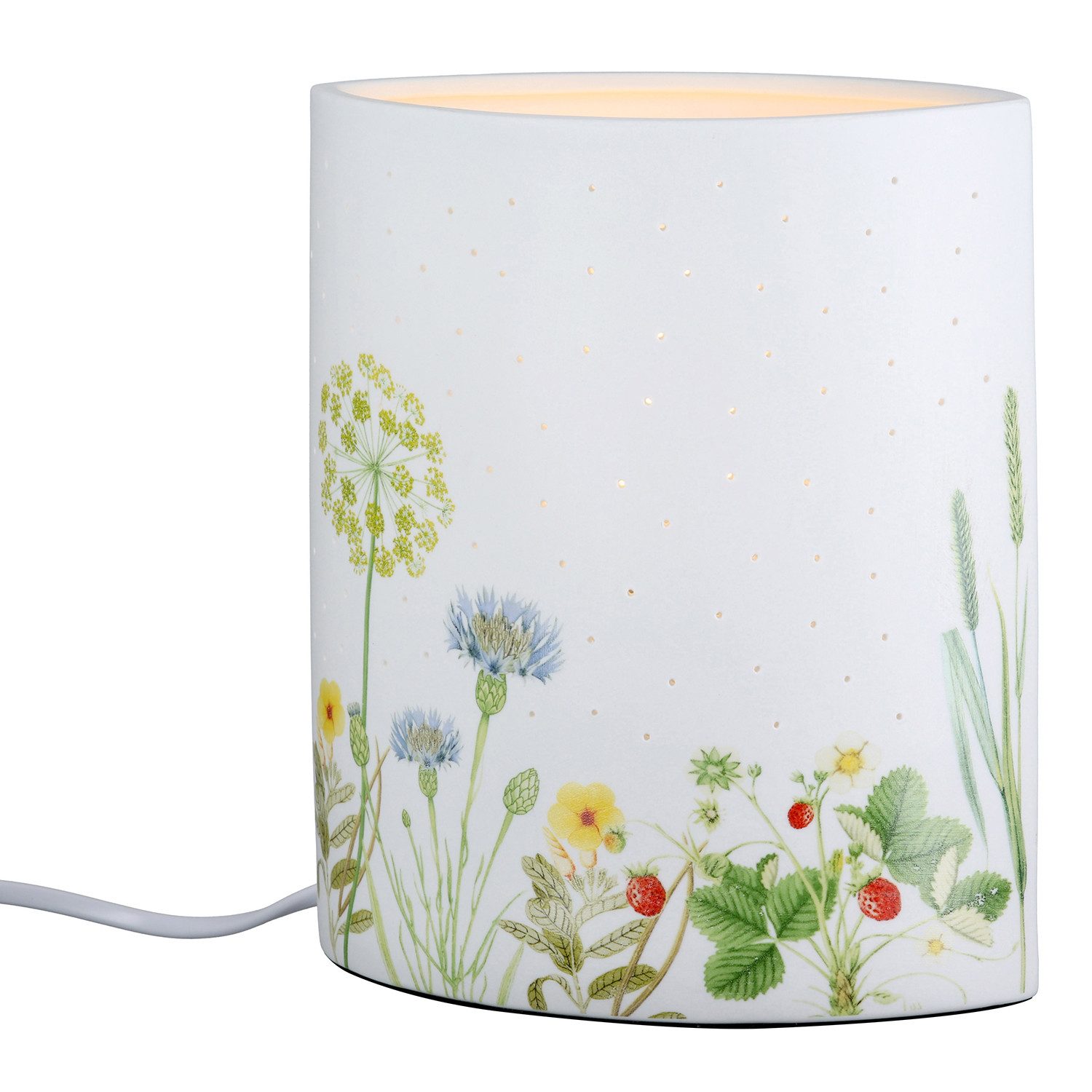 GILDE Tischleuchte WILD FLOWERS Tischleuchte - weiß - Porzellan - Höhe 20cm x Breite 17cm, Tischlampe - Schreibtischlampe - Nachttischlampe