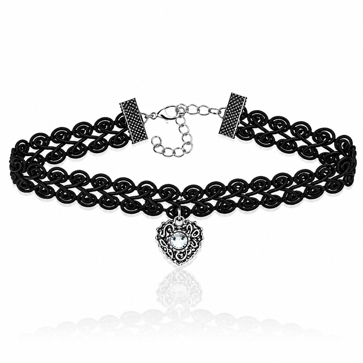 LUISIA® Kette mit Anhänger LUISIA® Halsband Kropfband 'Editha', Schwarz
