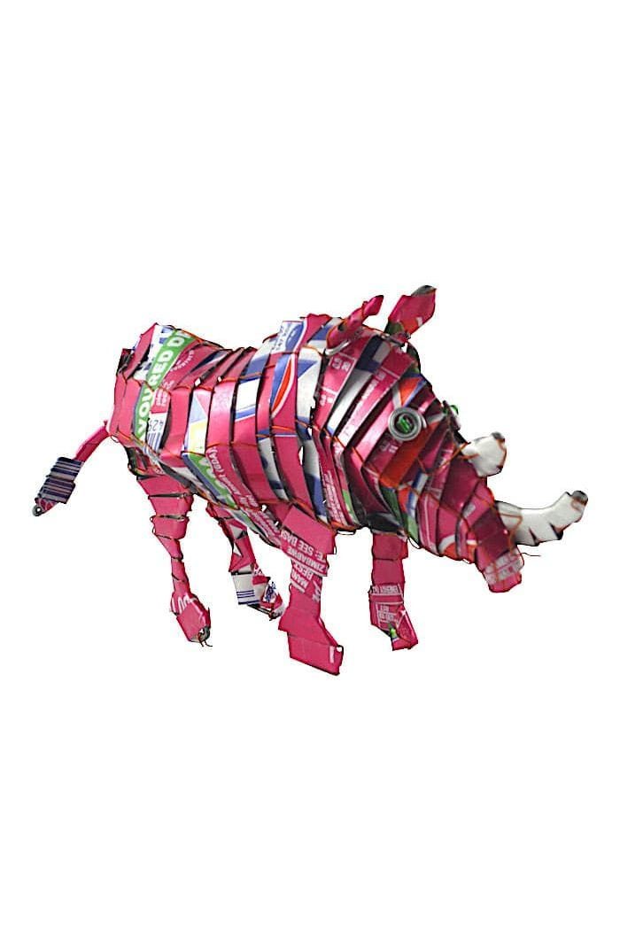 Little Zim Tierfigur Recycling Blechtiere - Nashorn - M, Handgefertigt · Getränke- und Blechdosen · Unikat