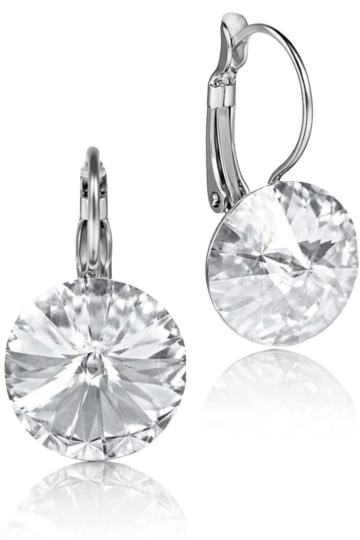 LUISIA® Paar Ohrhänger Silberne Ohrringe "Rivoli" mit 12 mm Kristallen von Swarovski® (2-tlg., inkl. Schmuckbox), Große Farbauswahl