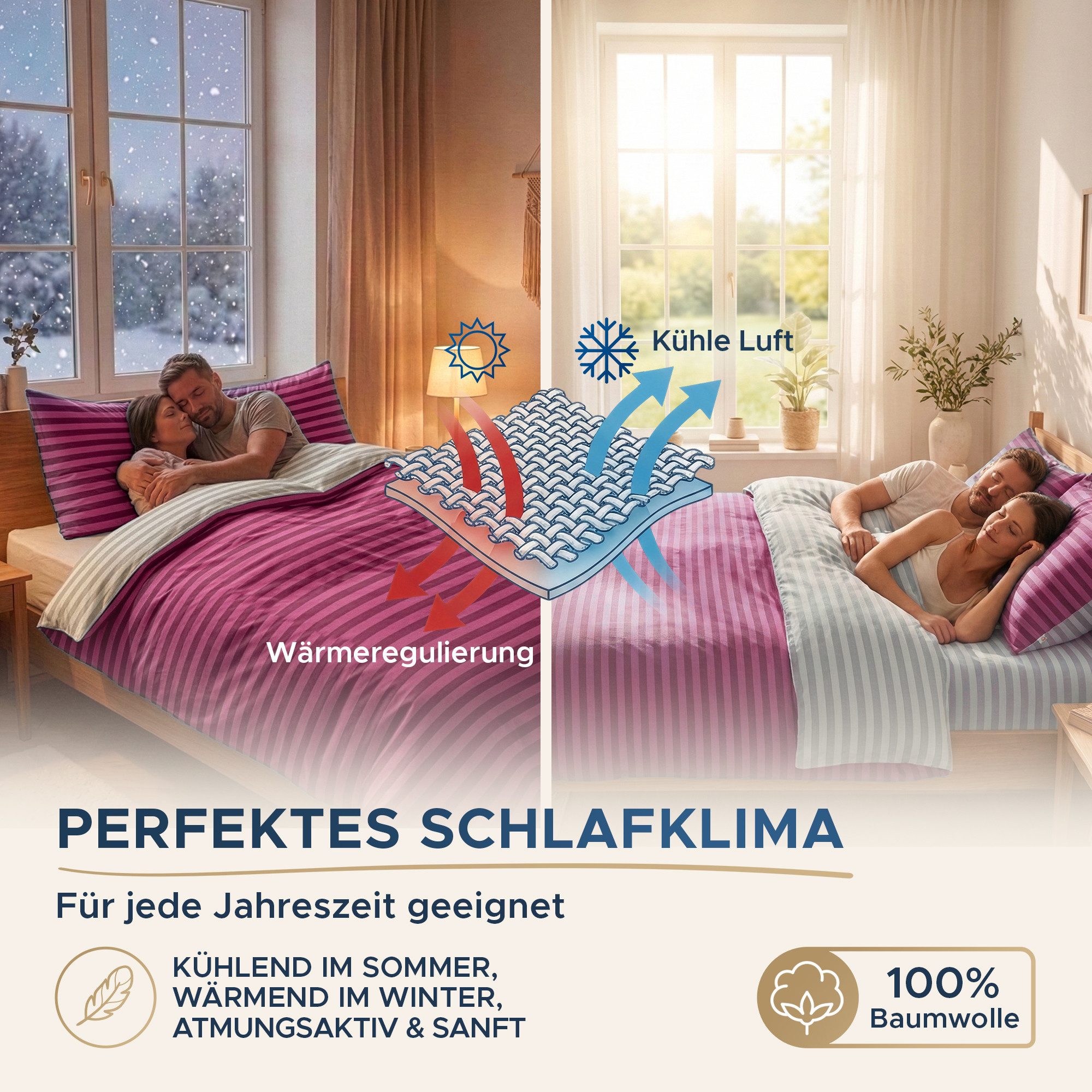 Malika Bettwäsche Baumwolle weiche Bettwäsche für gemütliche Nächte, Baumwolle, 2 teilig, Für Allergiker geeignet, pflegeleicht, angenehm weicher Stoff – Bild 4 von 5