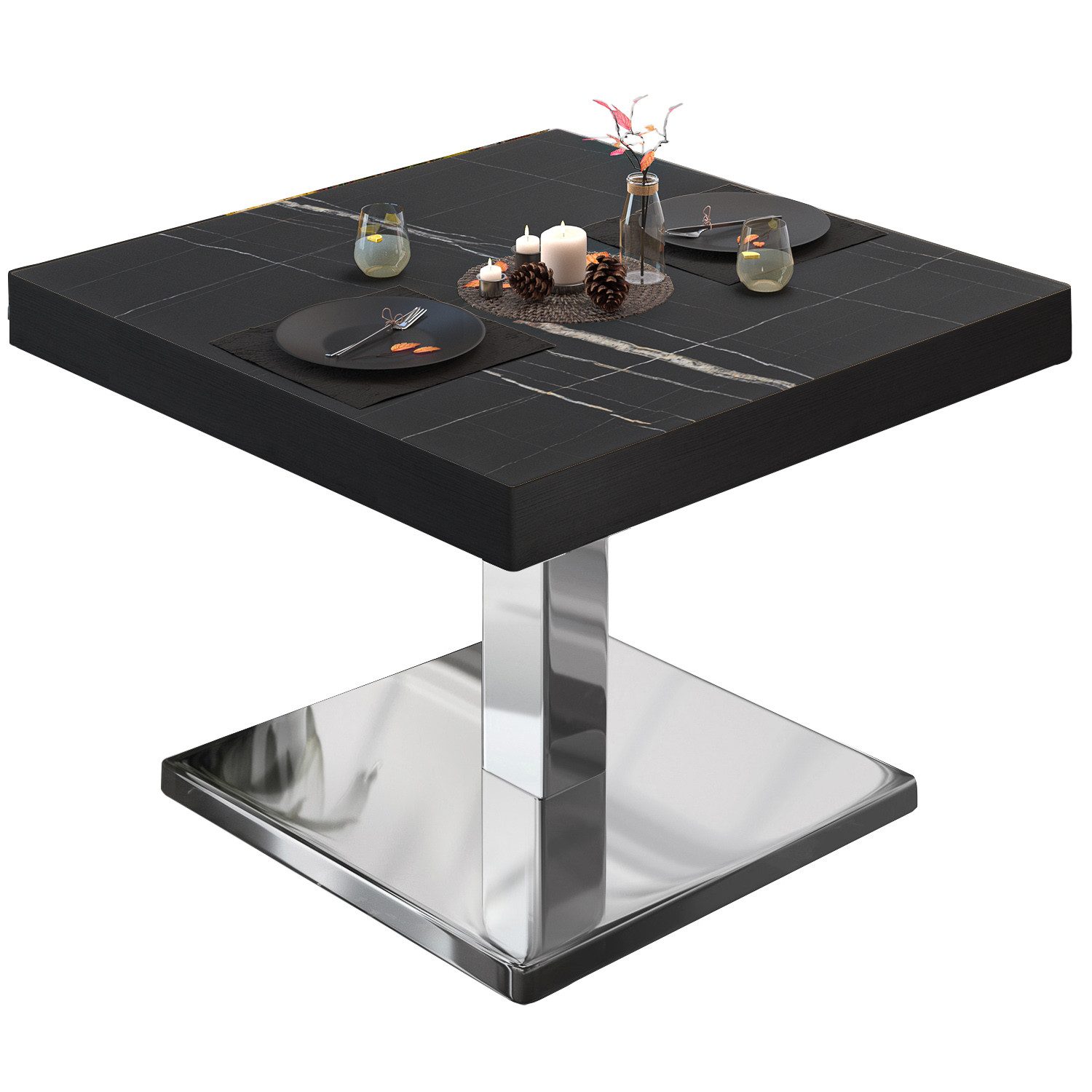 GGMMÖBEL Bistrotisch HPL Beschichtet (1 Stück), Quadratisch Innen Edle Optik/Hohe Tragkraft/Langlebig