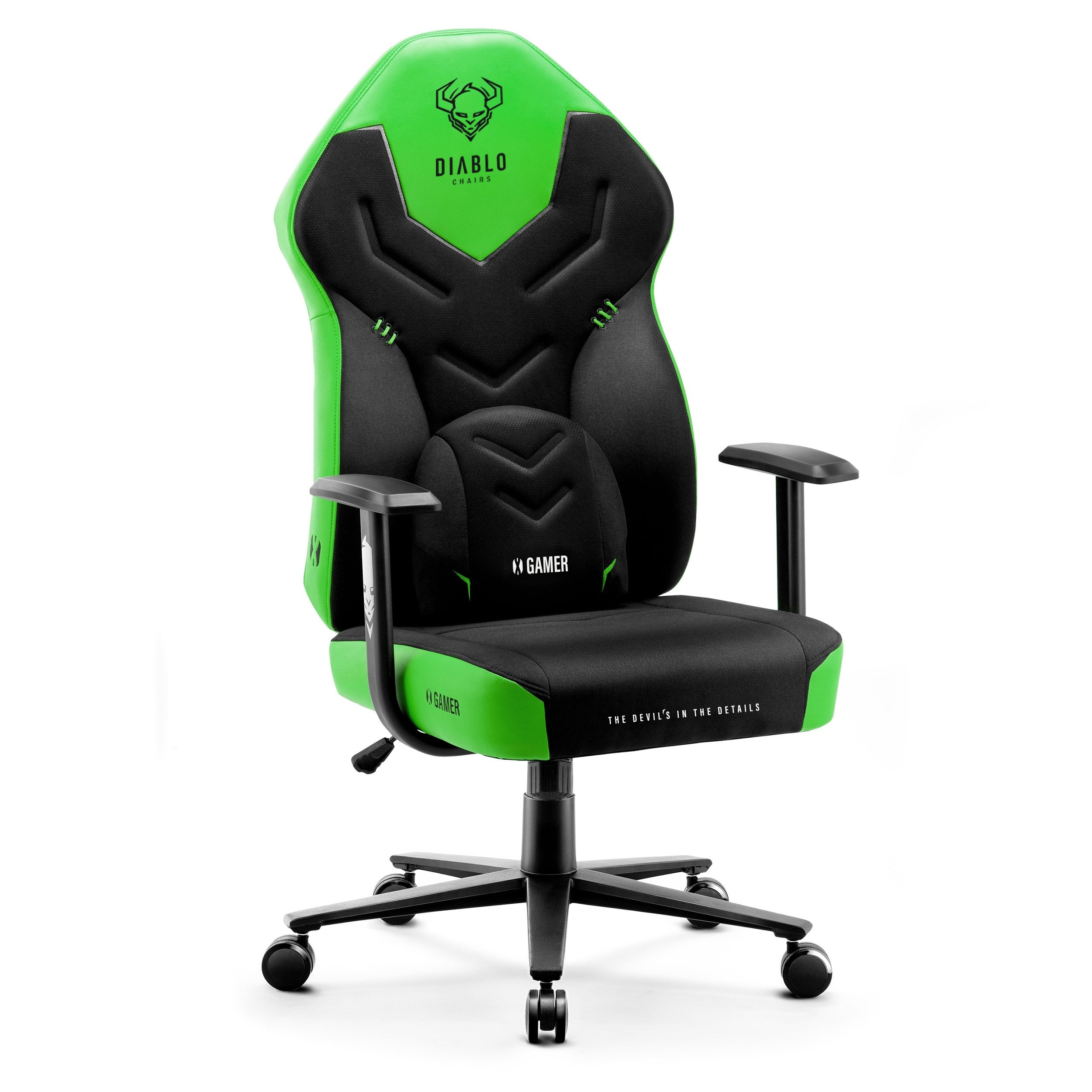 DIABLO CHAIRS Gaming-Stuhl X-Gamer 2.0 Stoff HDS Kunstleder ergonomisch Kopfstütze (Stoff HDS Kunstleder, Kaltschaum, Racing-Design), Lendenkissen Wippfunktion Metallbasis 130kg