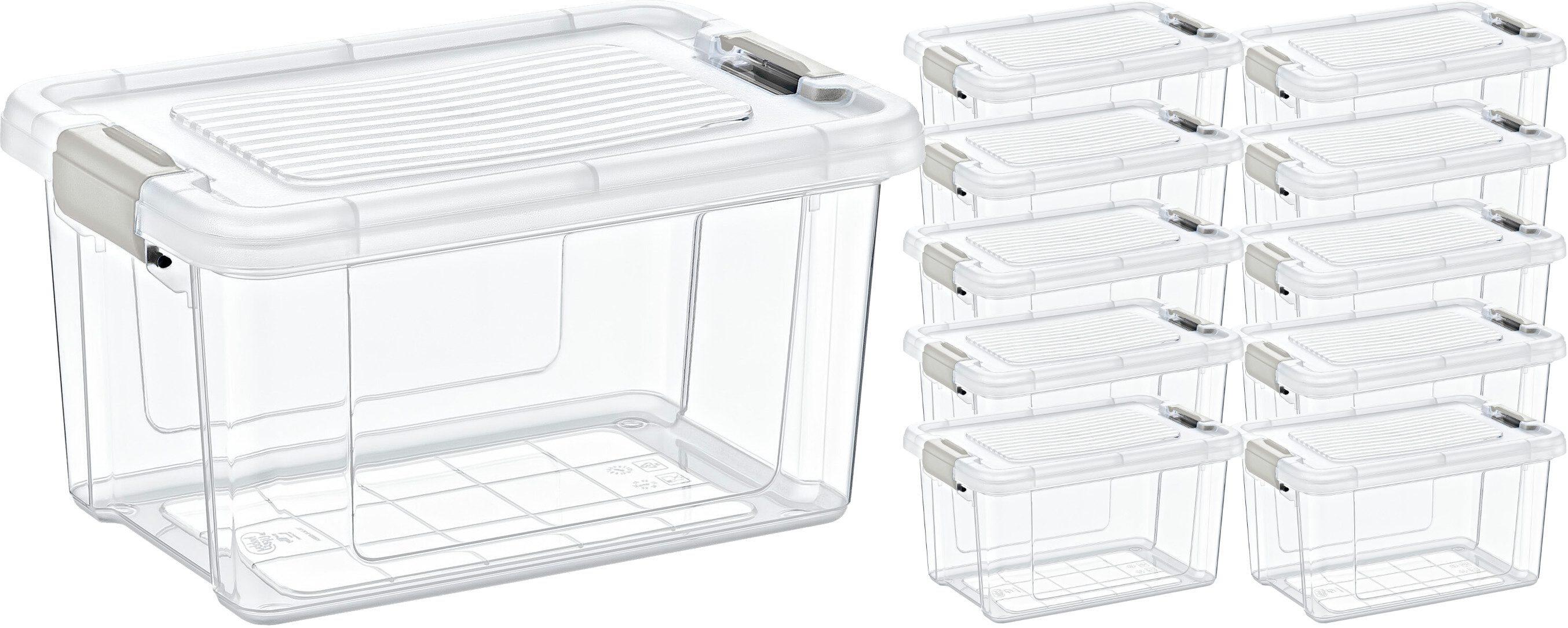 Koopman Aufbewahrungsbox Stapelbox Kunststoff 18x12 cm Deckel 10 / 20 er Se günstig online kaufen