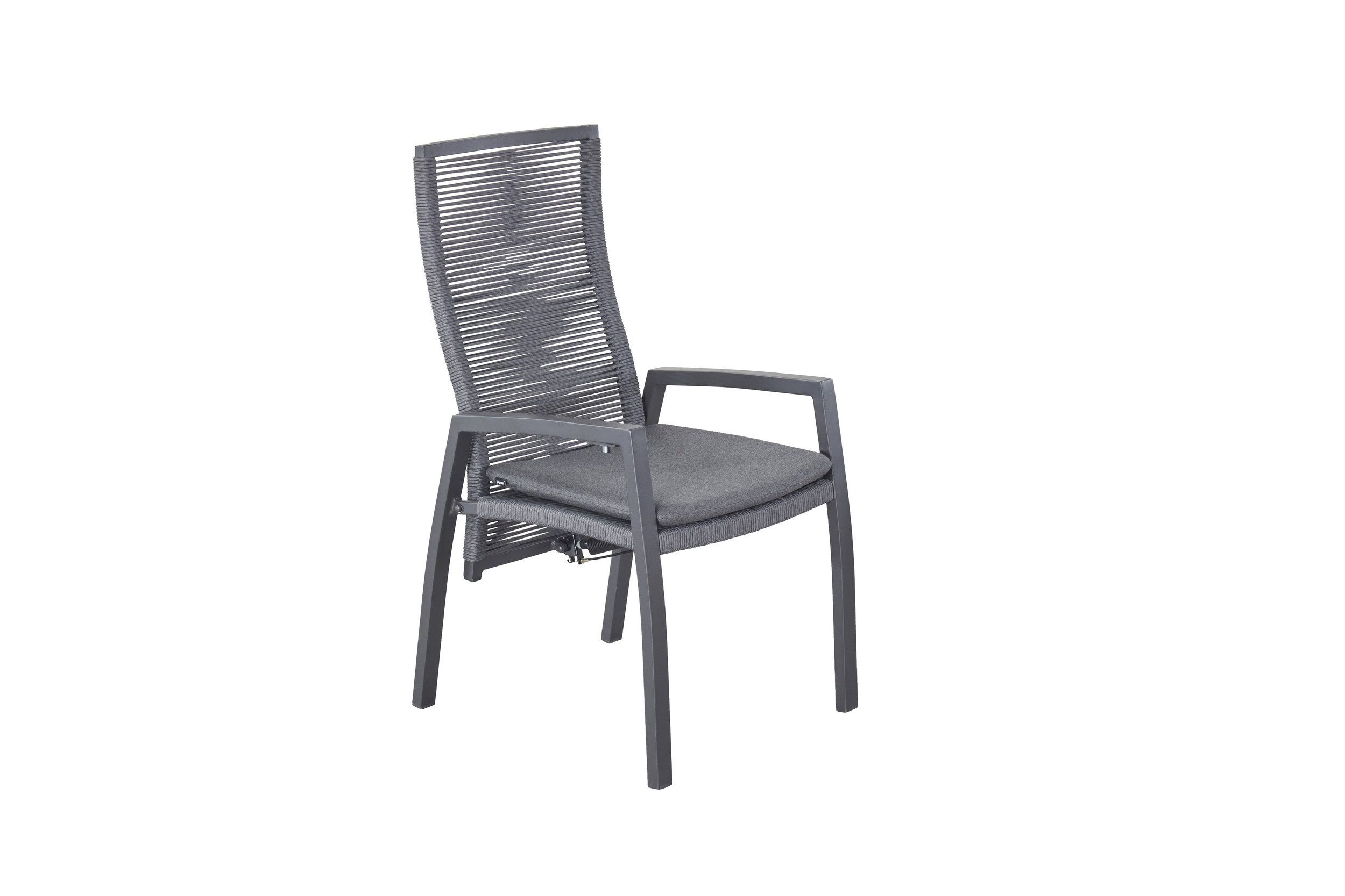 dasmöbelwerk Gartenstuhl Positionsstuhl Ohio Gartenstuhl Esstischstuhl mit Sitzkissen grau, verstellbarer Rückenlehne