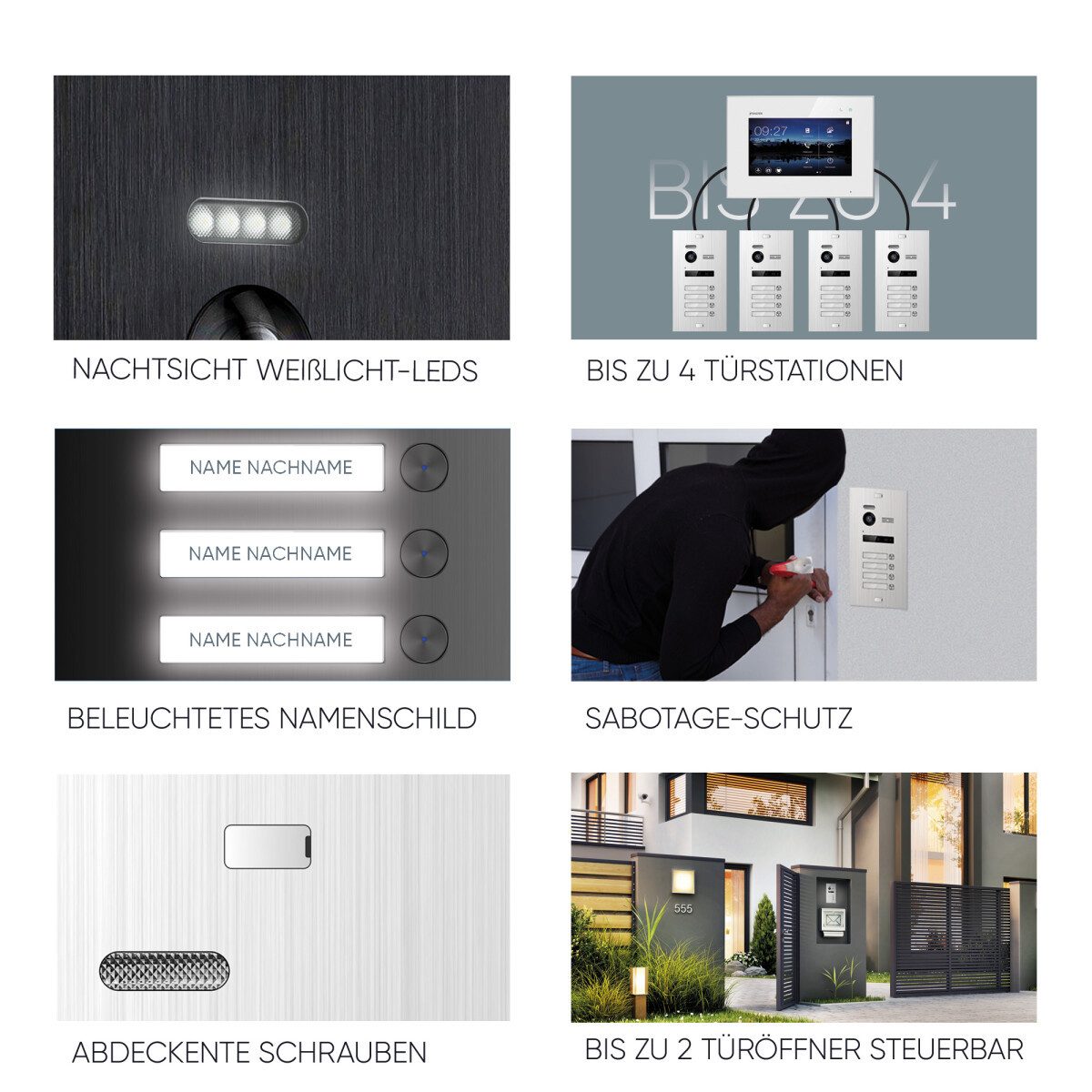 Balter Video-Türsprechanlage BALTER HD WLAN Türsprechanlage FP/RFID EVO 1-Familienhaus Schwarz (Set, 1-Familienhaus, Komplettset, Full HD 175° Kamera, Fingerprint, RFID)