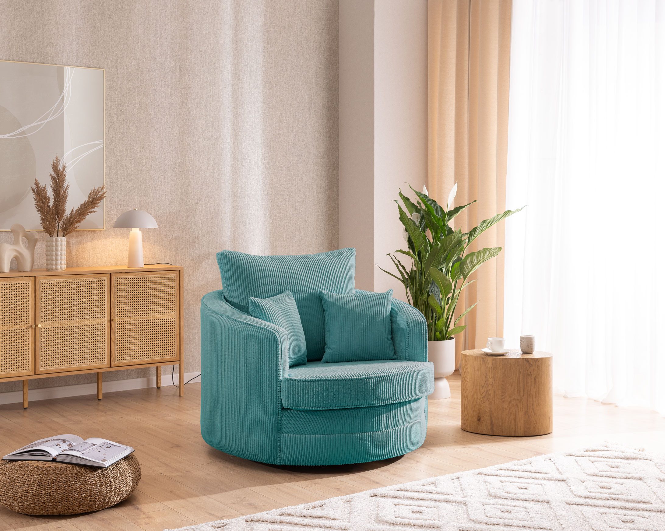 S-Style Möbel Drehsessel Ted Love Seat XXL 360 Grad drehbar aus Cord-Stoff, günstig online kaufen