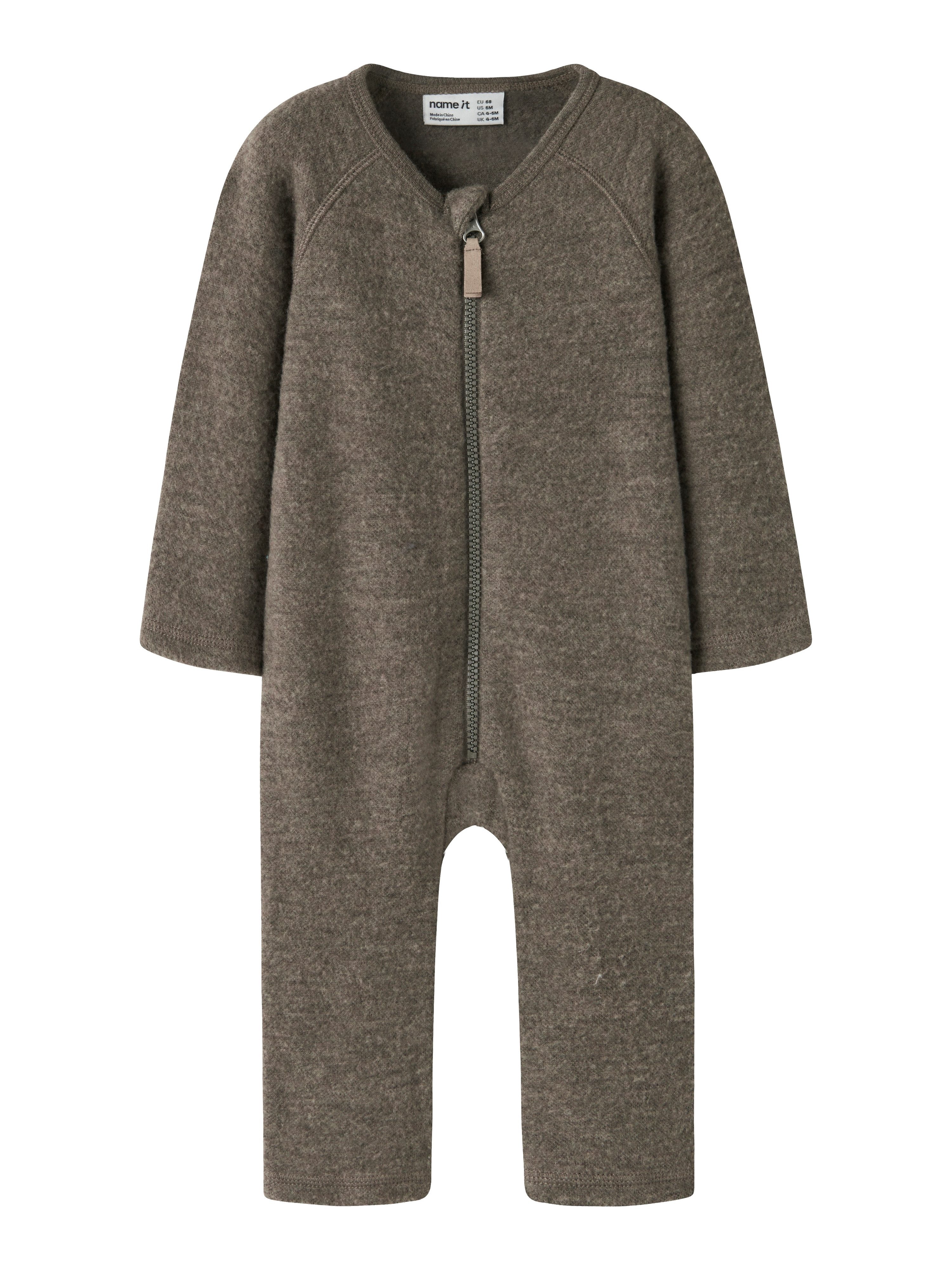Name It Jumpsuit NBNWMINO WOOL BRU LS SUIT NOOS aus reiner Merinowolle, weich und wärmend