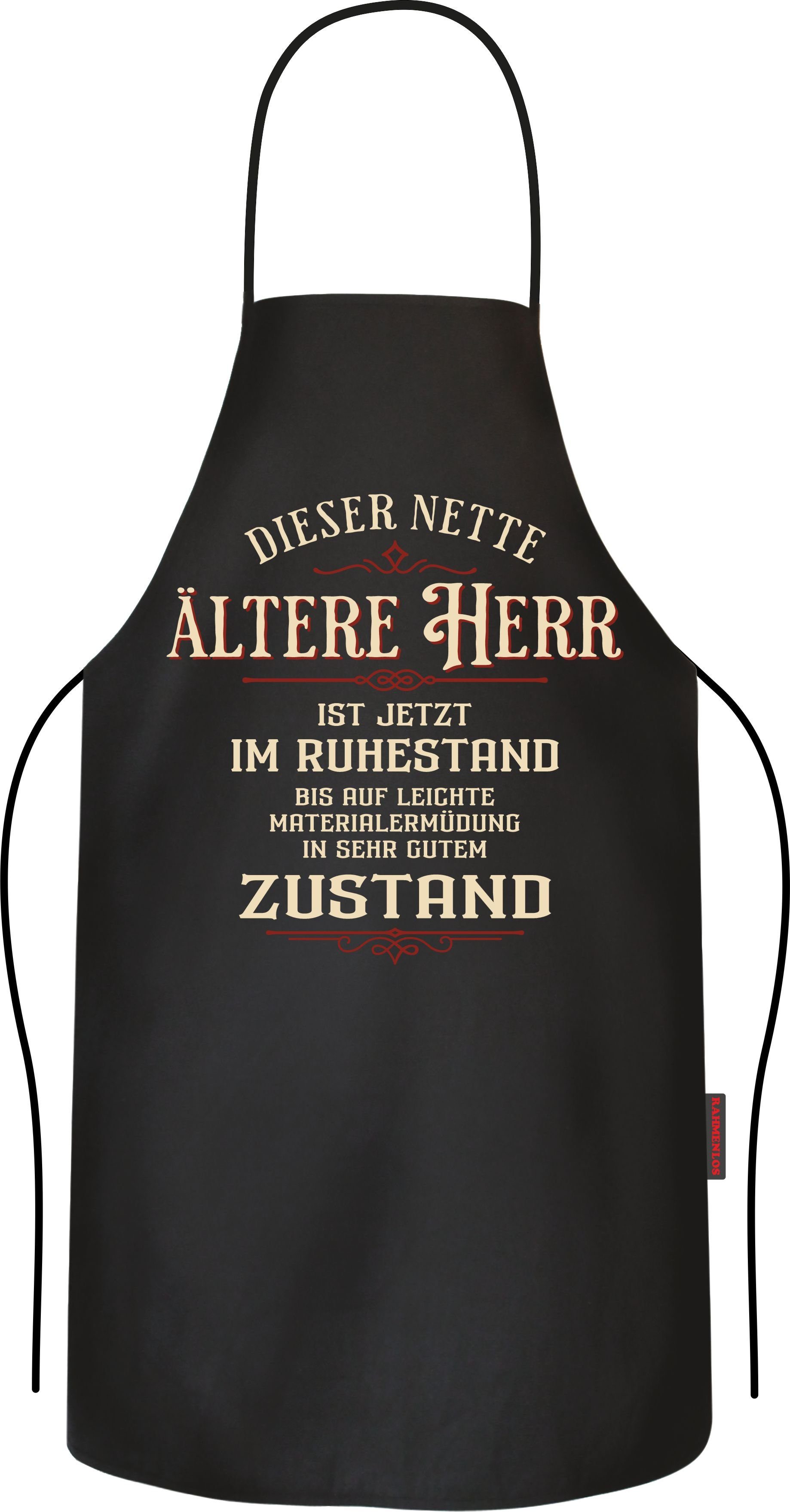 RAHMENLOS® Grillschürze Geschenk für Männer zum Ruhestand: Dieser nette ältere Herr ...