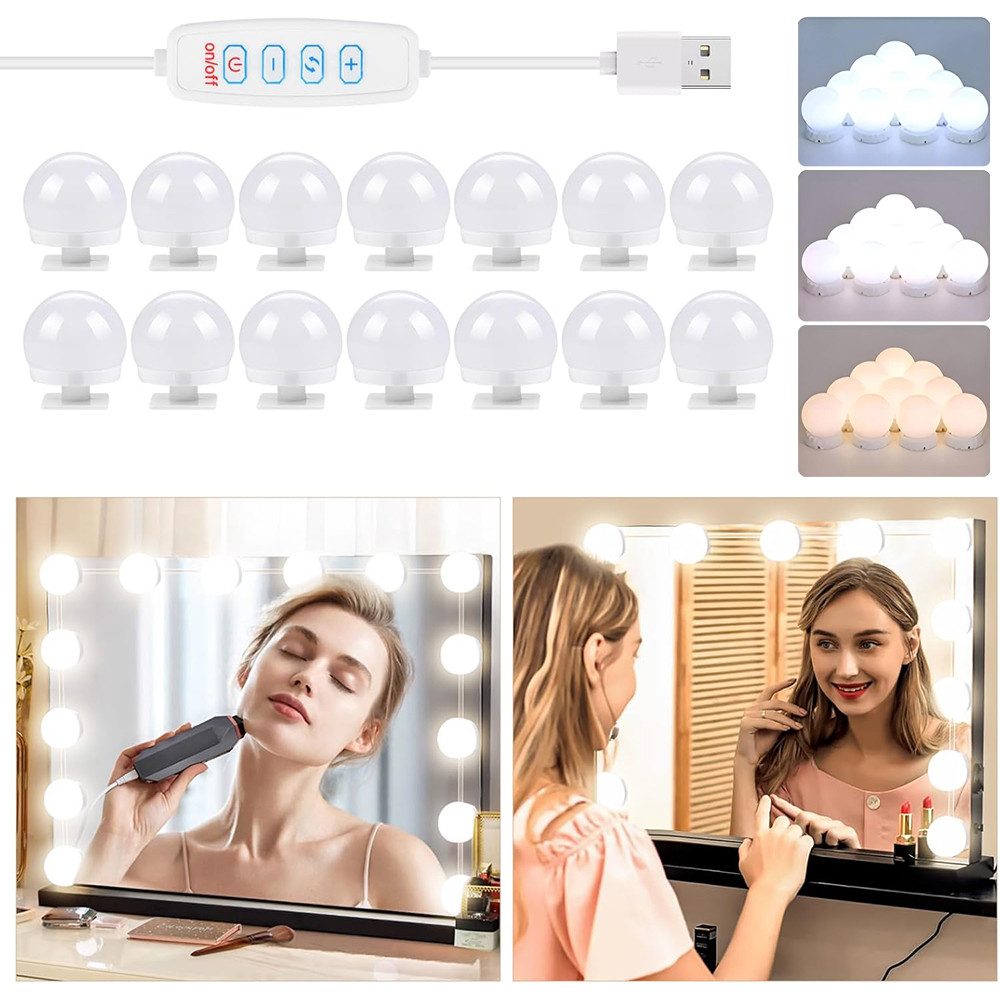 TUWENA LED-Lichtspiegel 3 Farben LED Spiegelleuchte, 9 Helligkeiten Dimmbar günstig online kaufen