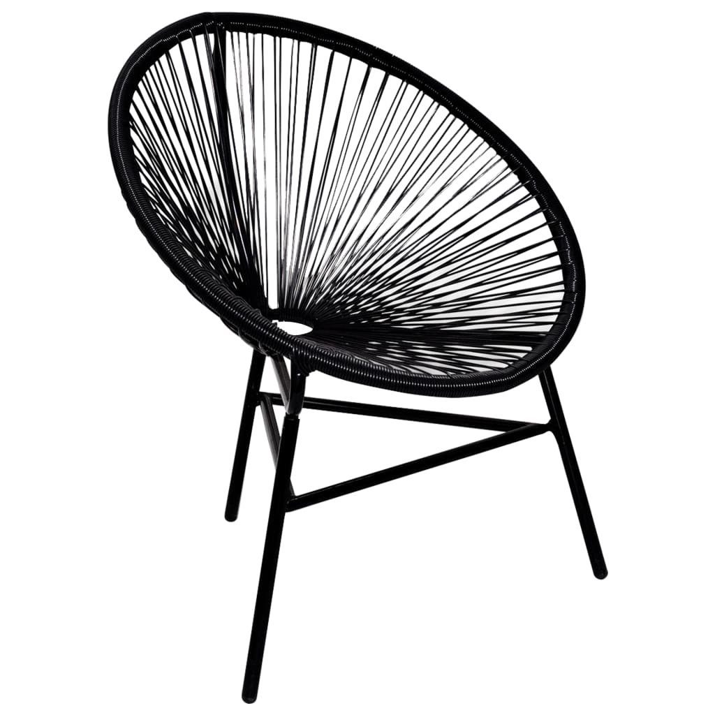 Gartenstuhl Garten-Mondstuhl Poly Rattan Schwarz