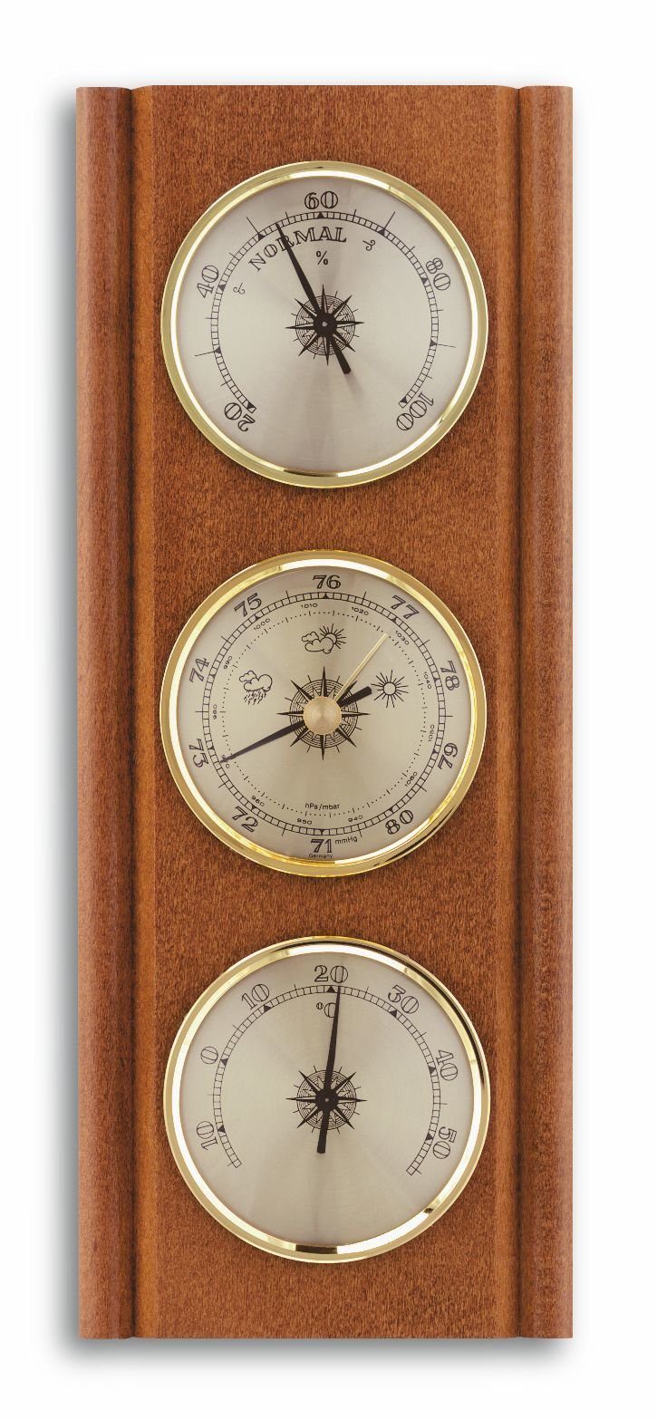 TFA Dostmann TFA 20.1002 analoge Wetterstation aus Massivholz Innenwetterstation