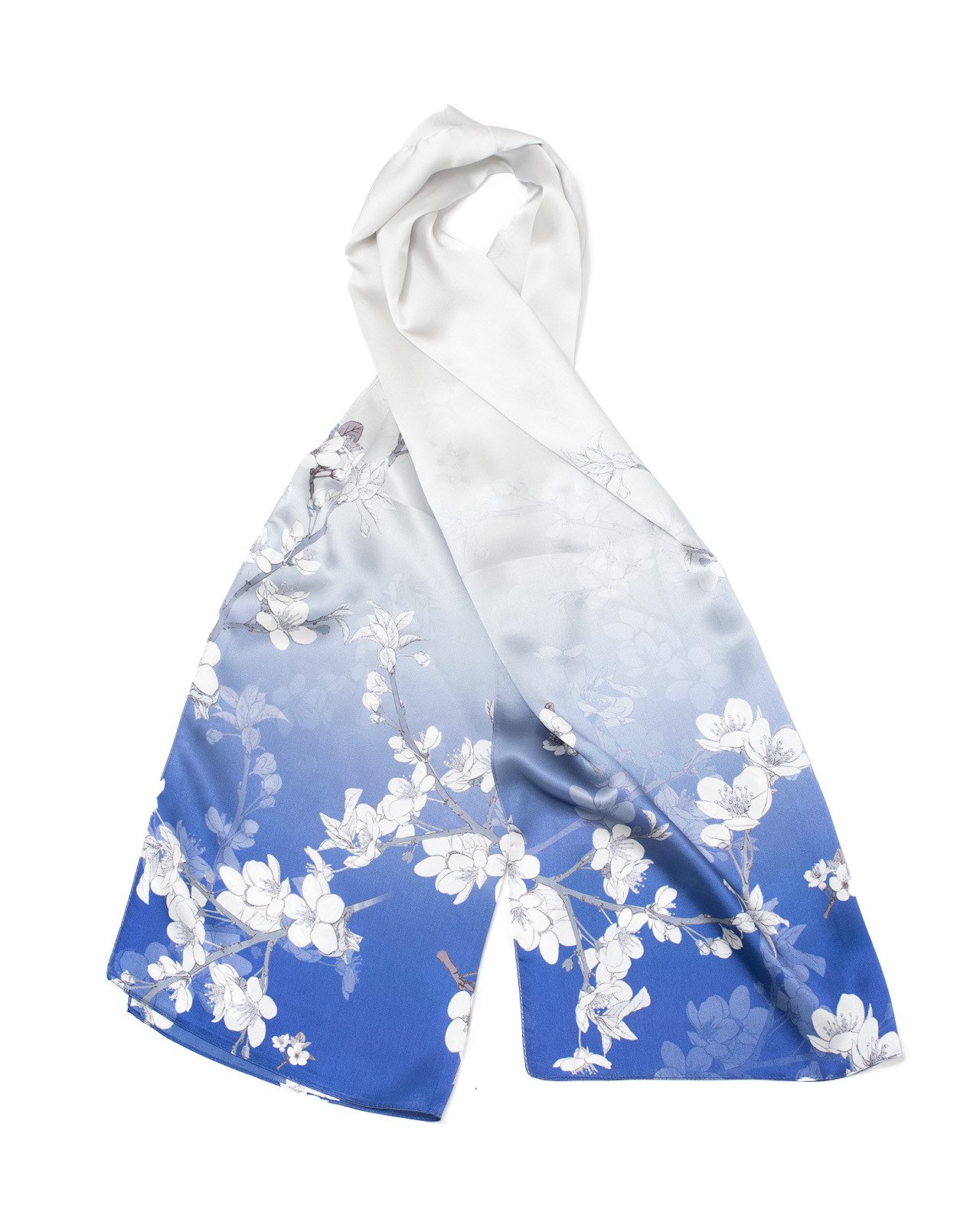 MayTree Seidenschal Mandelblüte blau, 55 x 175 cm, leichter Damen-Schal, al günstig online kaufen