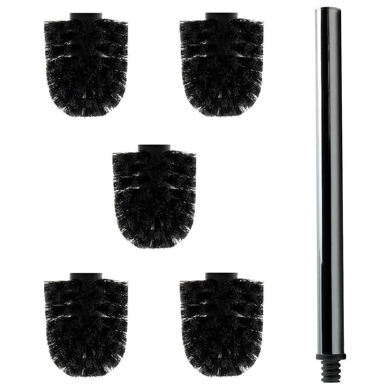 Daloual WC-Reinigungsbürste Ersatzbürstenköpfe Ø 6,5 cm inklusive Edelstahlgriff, Badezimmer, Gäste-WC, (Vorteils-Set, 6-tlg), Auswechselbarer Bürstenkopf, hochwertige Borsten, rostfrei, Edelstahl