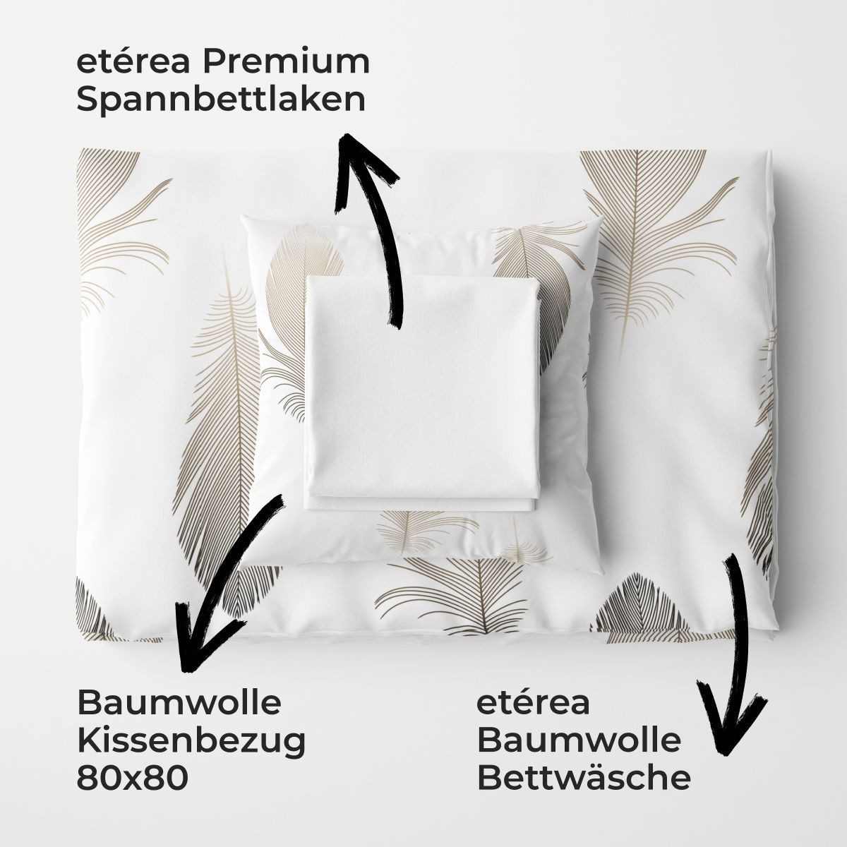 etérea Himmlische Qualität Bettwäsche etérea Premium Bundle Federn Weiß Bettwäsche +, Baumwolle, Bettbezug
