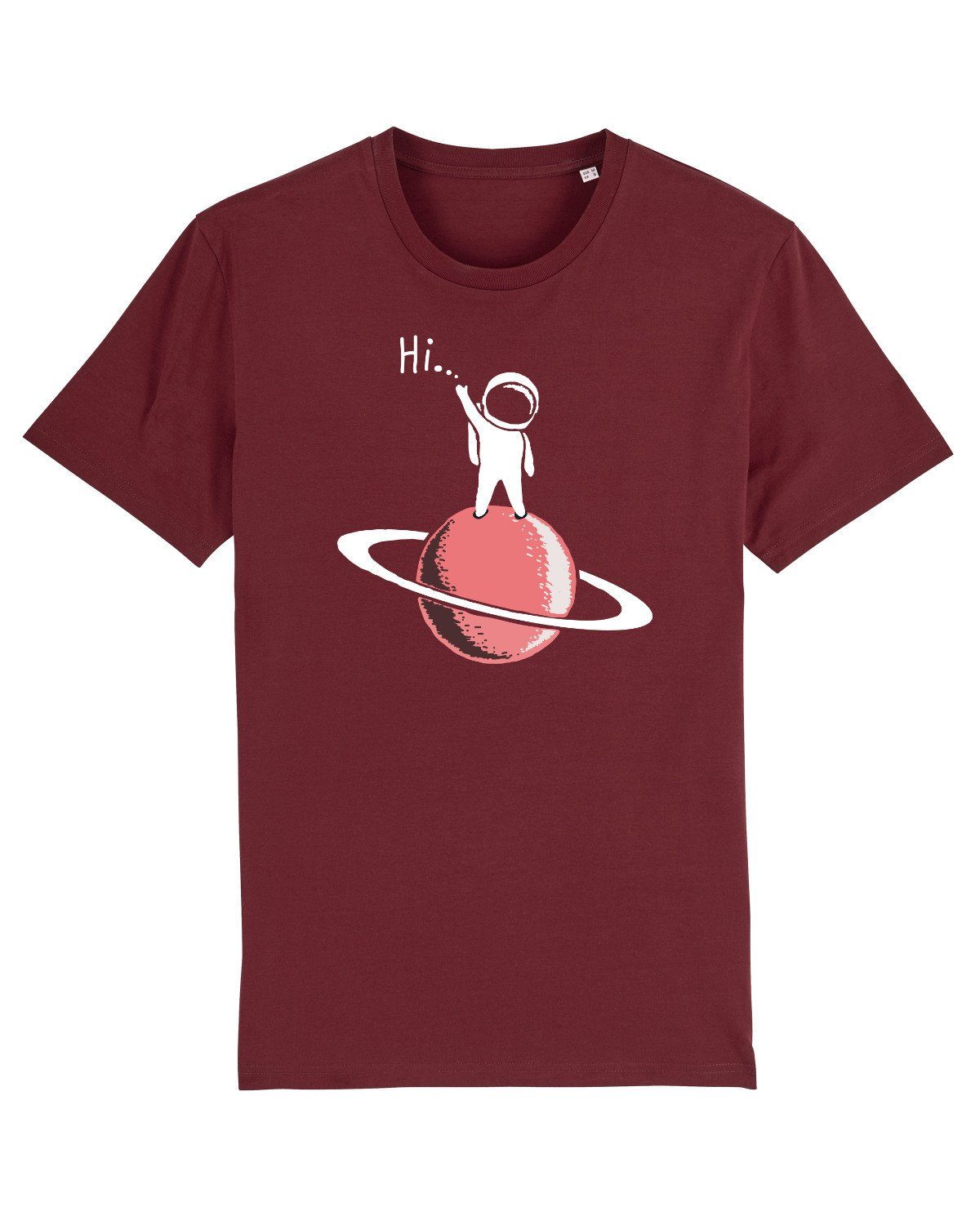 wat? Apparel Print-Shirt Hi weinrot says (1-tlg) Astronaut