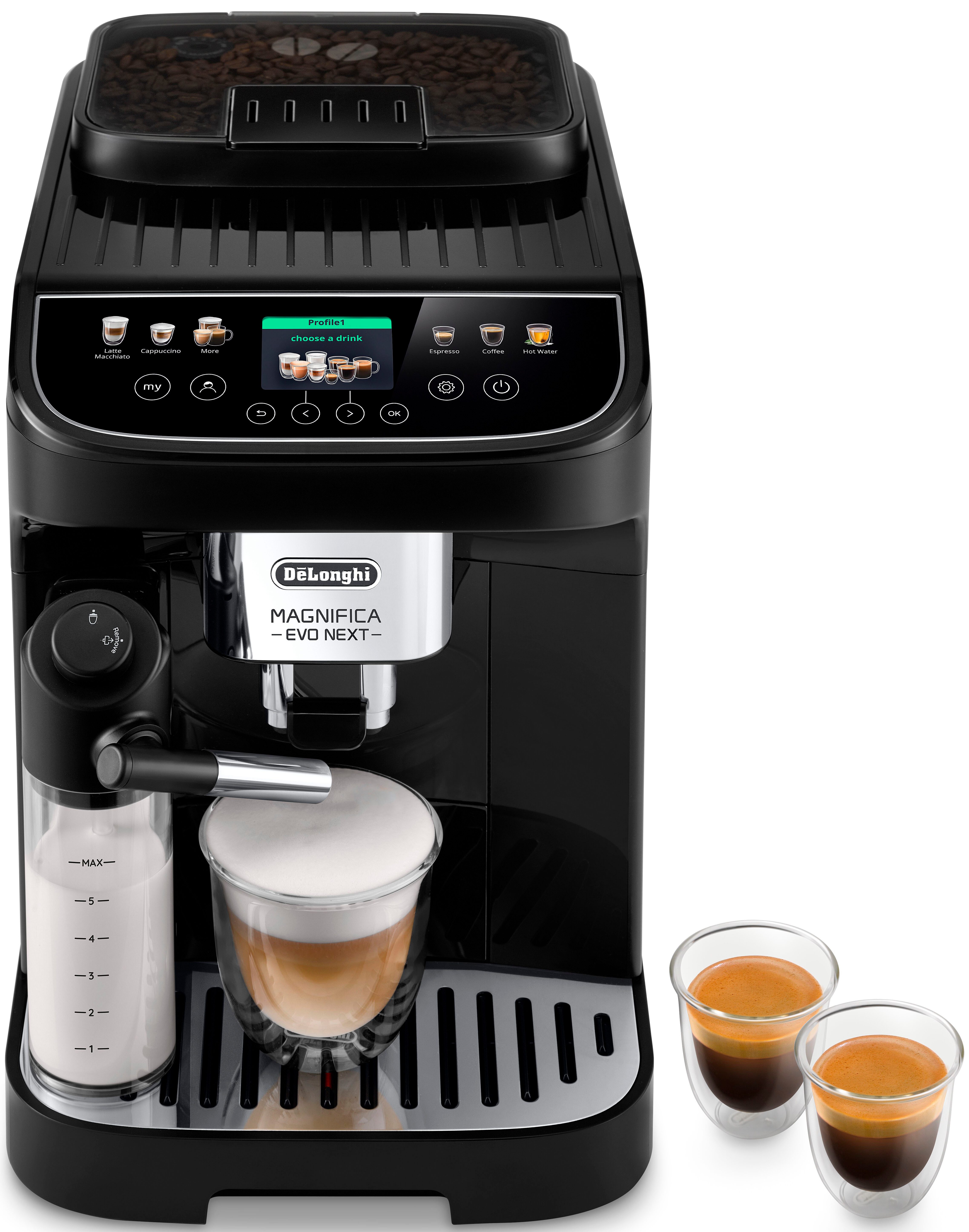 De'Longhi Kaffeevollautomat Magnifica Evo Next ECAM310.60.B - Barista-Genuss per Touch, schwarz, MyLatteFunktion, 3 Benutzerprofile, LatteCrema Milchsystem, 10 Rezepte