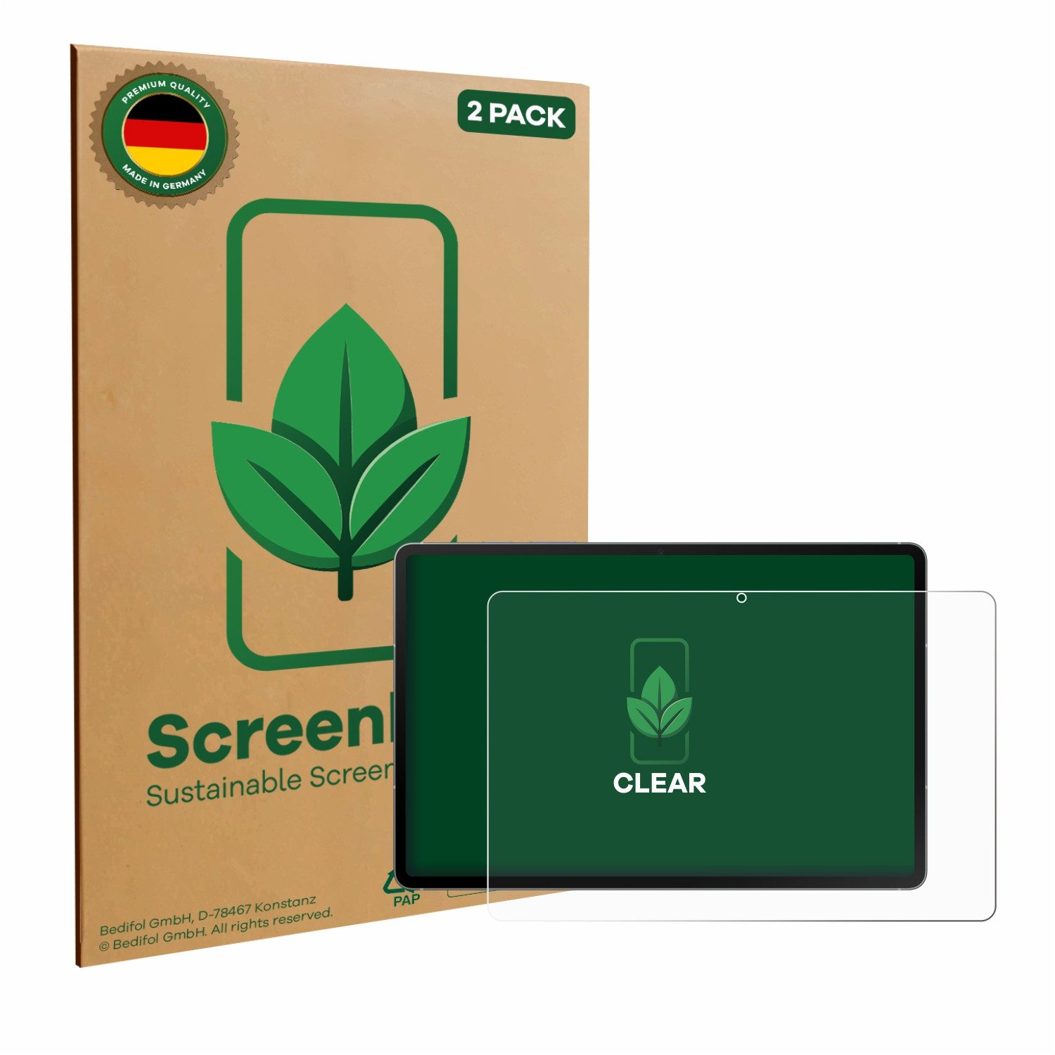 ScreenLeaf Displayschutzfolie Schutzfolie für Samsung Galaxy Tab S10 FE 5G, 2 Stück, nachhaltiger Displayschutz Schutz Folie Klar Transparent