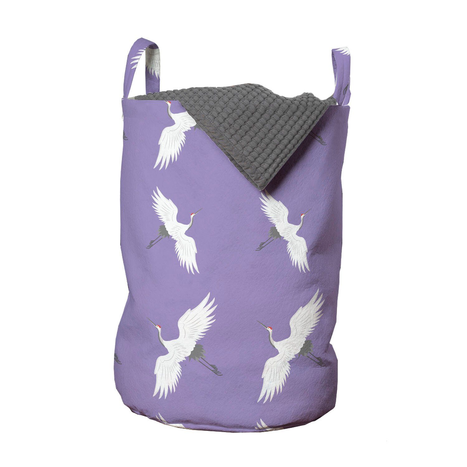 Fliegen-Vogel Waschsalons, Kran Wäschesäckchen Abakuhaus Griffen für Kordelzugverschluss Flügeln mit Wäschekorb offenen mit
