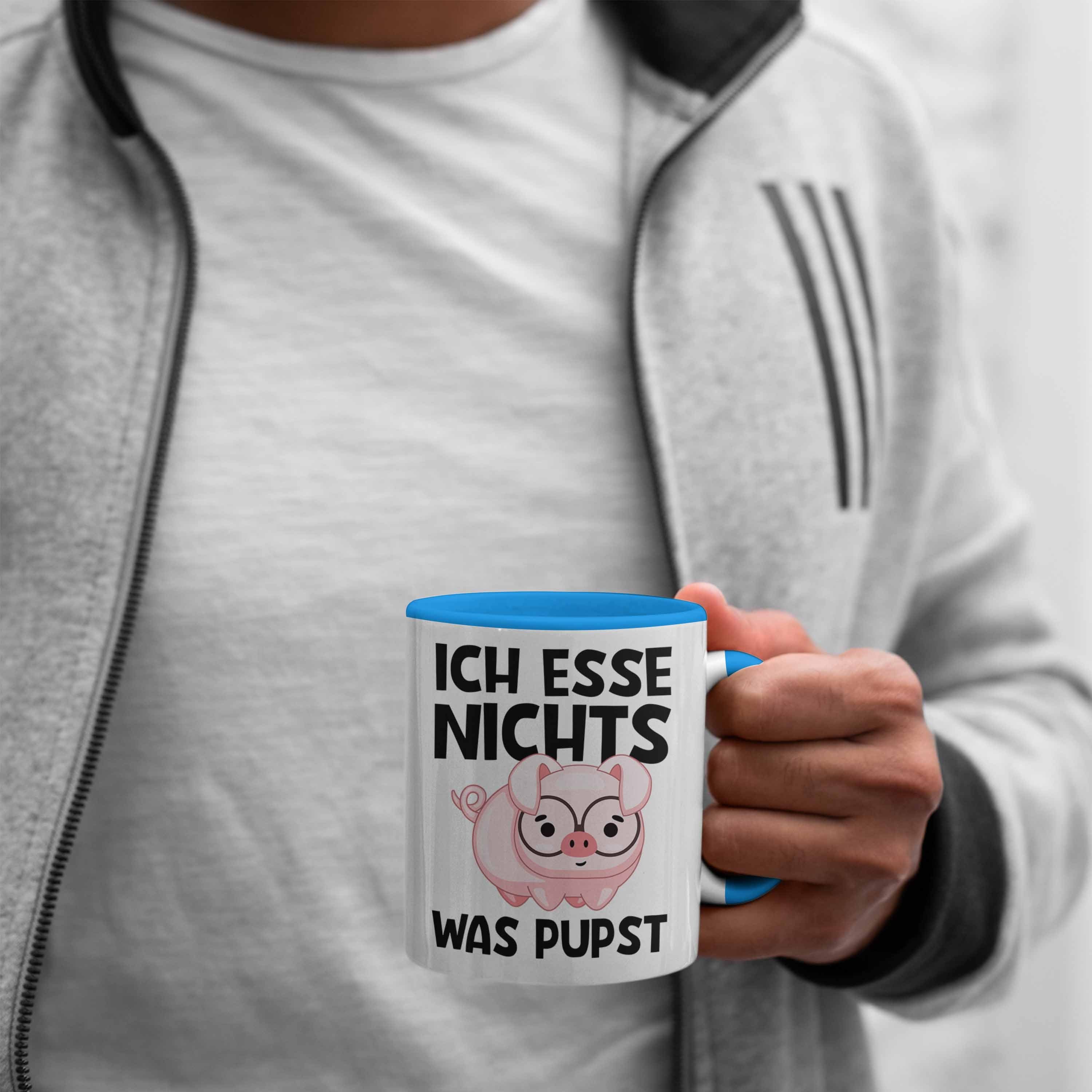 Lustig Trendation für Lustige Geschenkset Blau Tasse - Geschenkidee Veganer Tasse Vegetarier oder Trendation Geschenkbox Geschenk Tasse