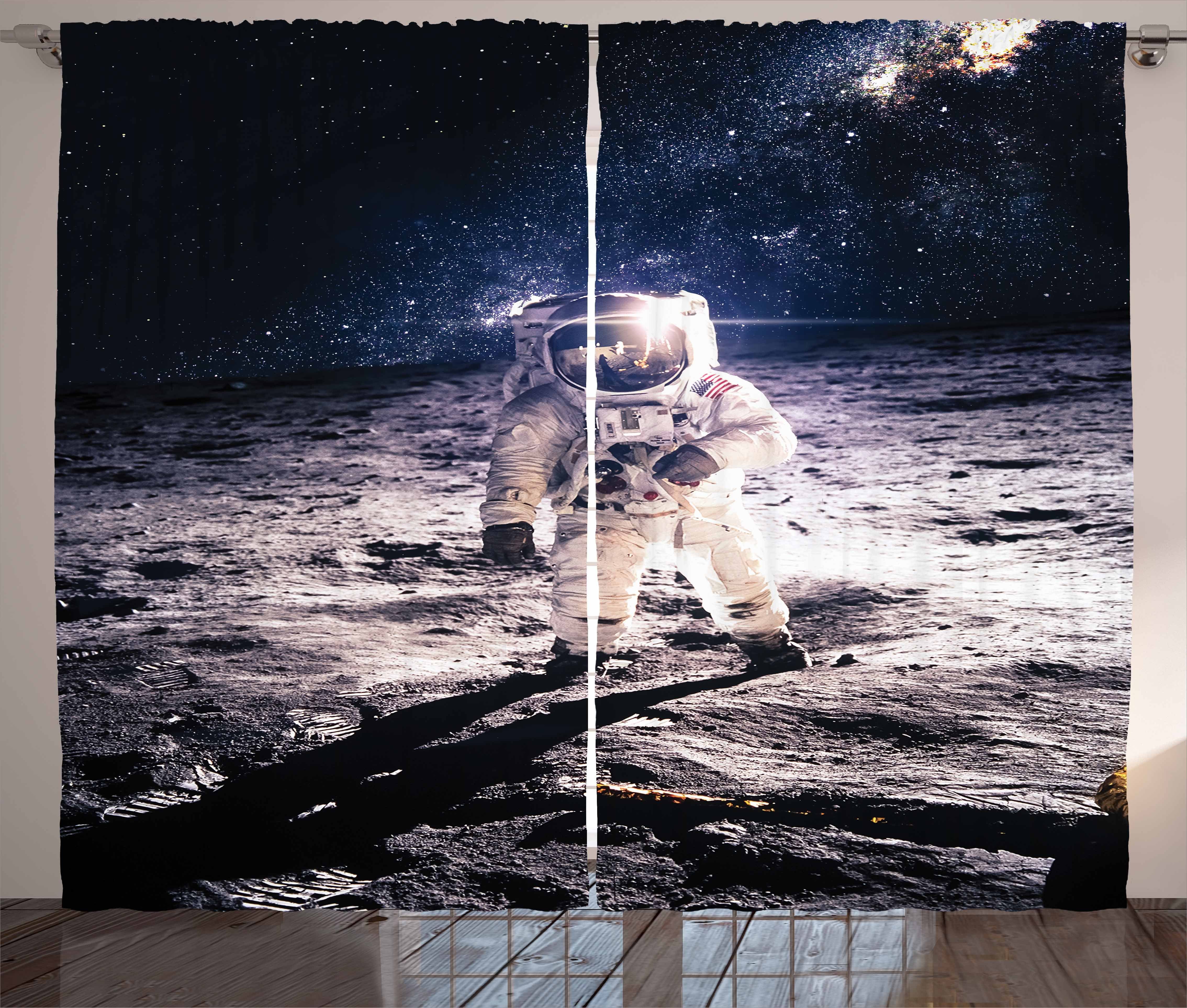 Gardine Schlafzimmer Kräuselband Vorhang mit Astronaut Mond Schlaufen Haken, auf Platz und dem Abakuhaus
