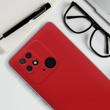 DeinDesign Handyhülle Rot einfarbig Farbe Karminrot, Xiaomi Redmi 10C Silikon Hülle Bumper Case Handy Schutzhülle