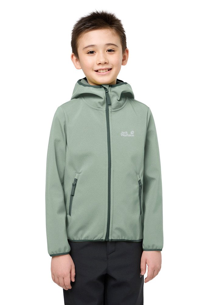 Jack Wolfskin Softshelljacke FOURWINDS JACKET KIDS mit Windschutzblende und Kinnschutz, wasserabweisend, windabweisend