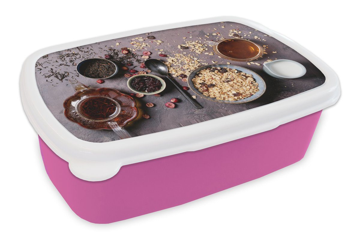 (2-tlg), - Snackbox, rosa Mädchen, Brotbox - Haferflocken Industriell, Früchte Getrocknete Kinder, für Kunststoff Lunchbox Kunststoff, MuchoWow Brotdose - Erwachsene, Gewürze