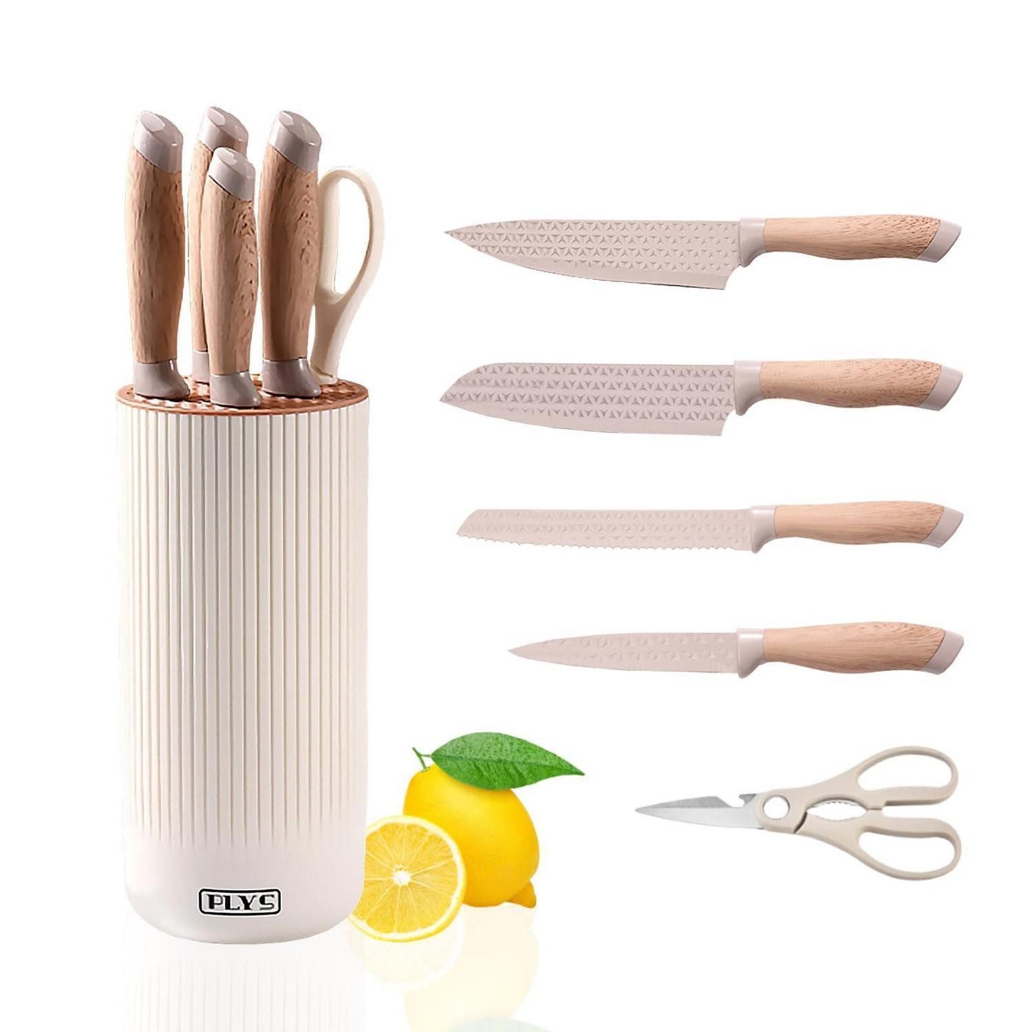 LuxusKollektion Messerblock Küchenmesser Set 6-tlg. mit Block Khaki