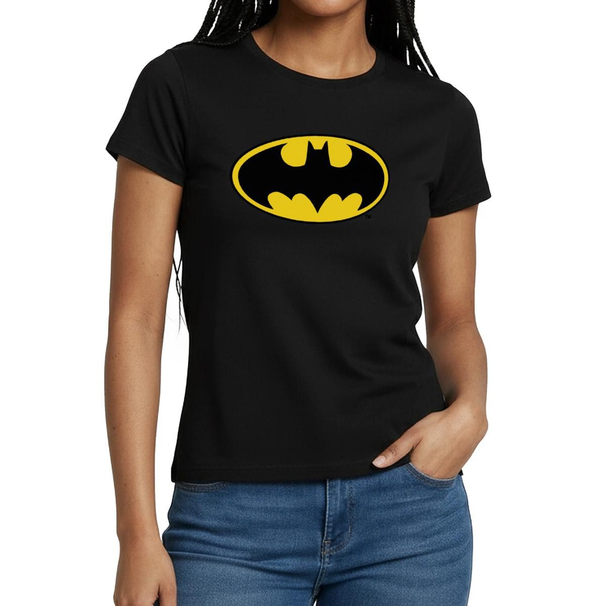 Spreadshirt T-Shirt DC Comics Batman Original Logo Frauen T-Shirt (1-tlg) Slim Fit, fällt klein aus