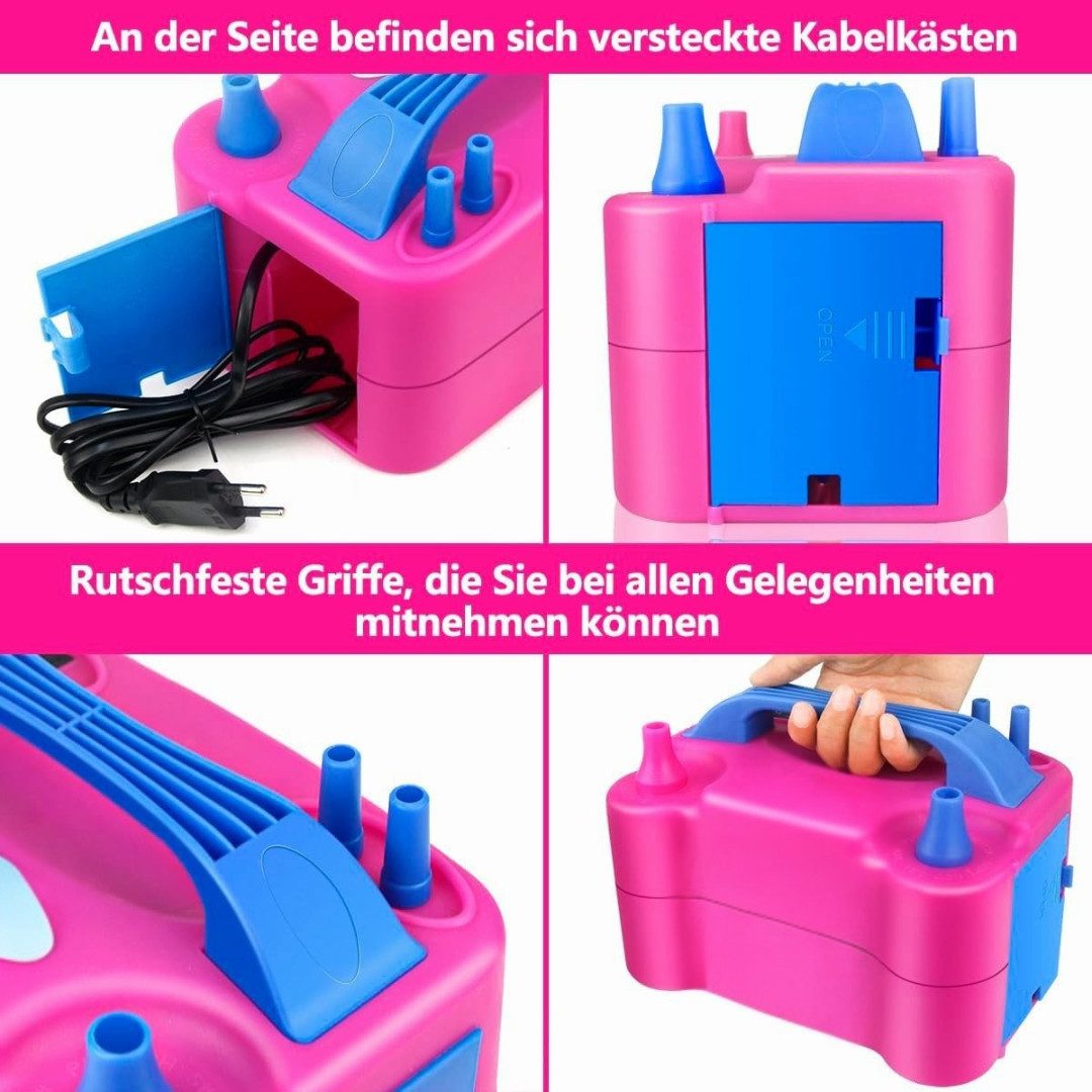 Montegoni Aufblasbares Partyzubehör Elektrische Luftpumpe zum Befüllen von aufblasbaren Artikeln, Doppellochgebläse, Geräusch: <85DB